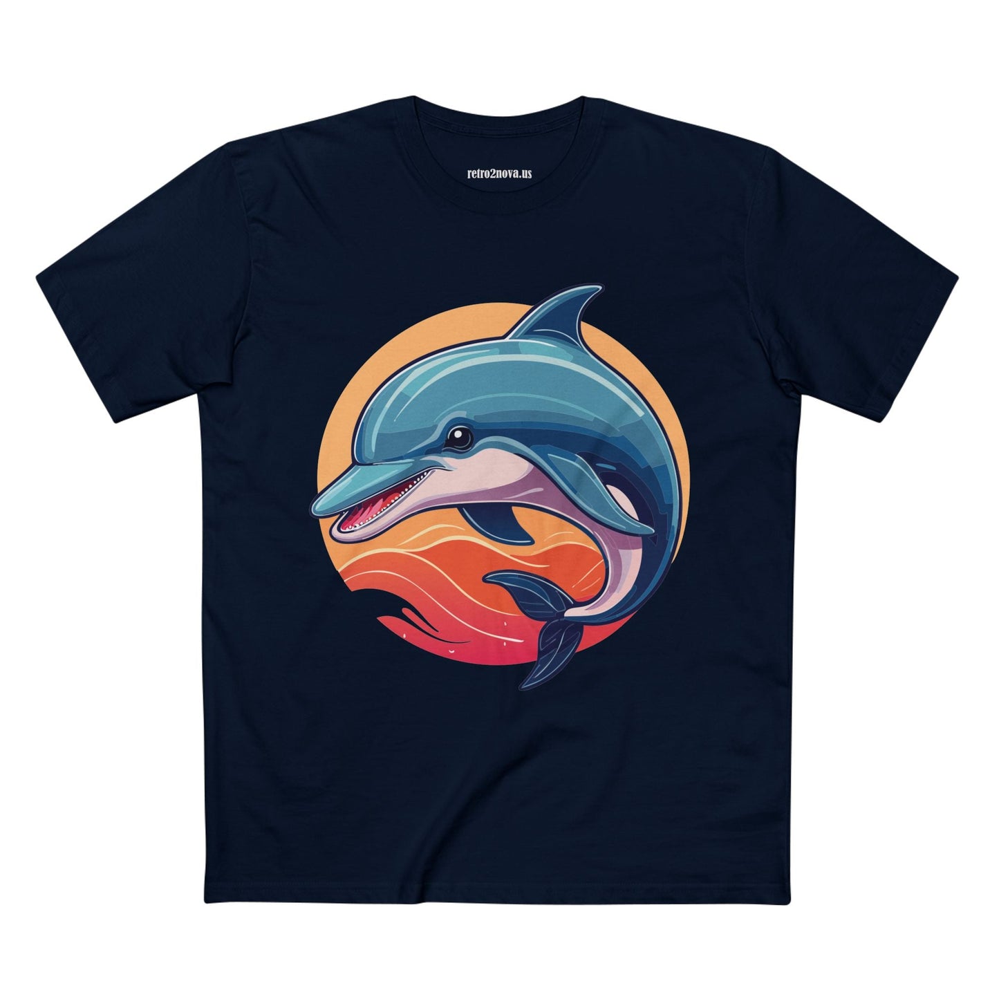 Unisex Dolphin Shirt With Original Art Design Retro2Nova Premium Cotton Tee For Everyday Comfort And Style