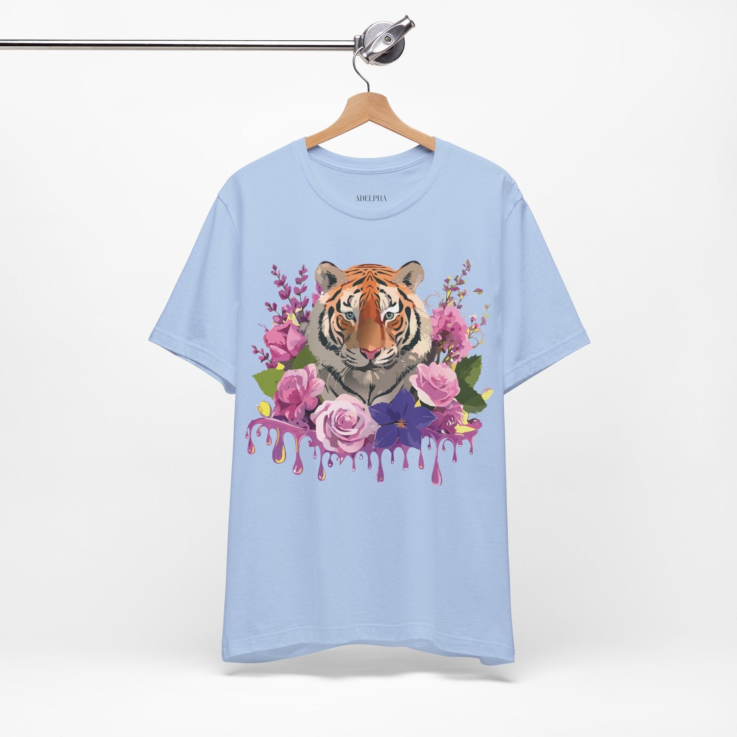 Tiger Graphic Tee Unisex Short Sleeve Vintage Inspired Art Design By Adelpha Premium