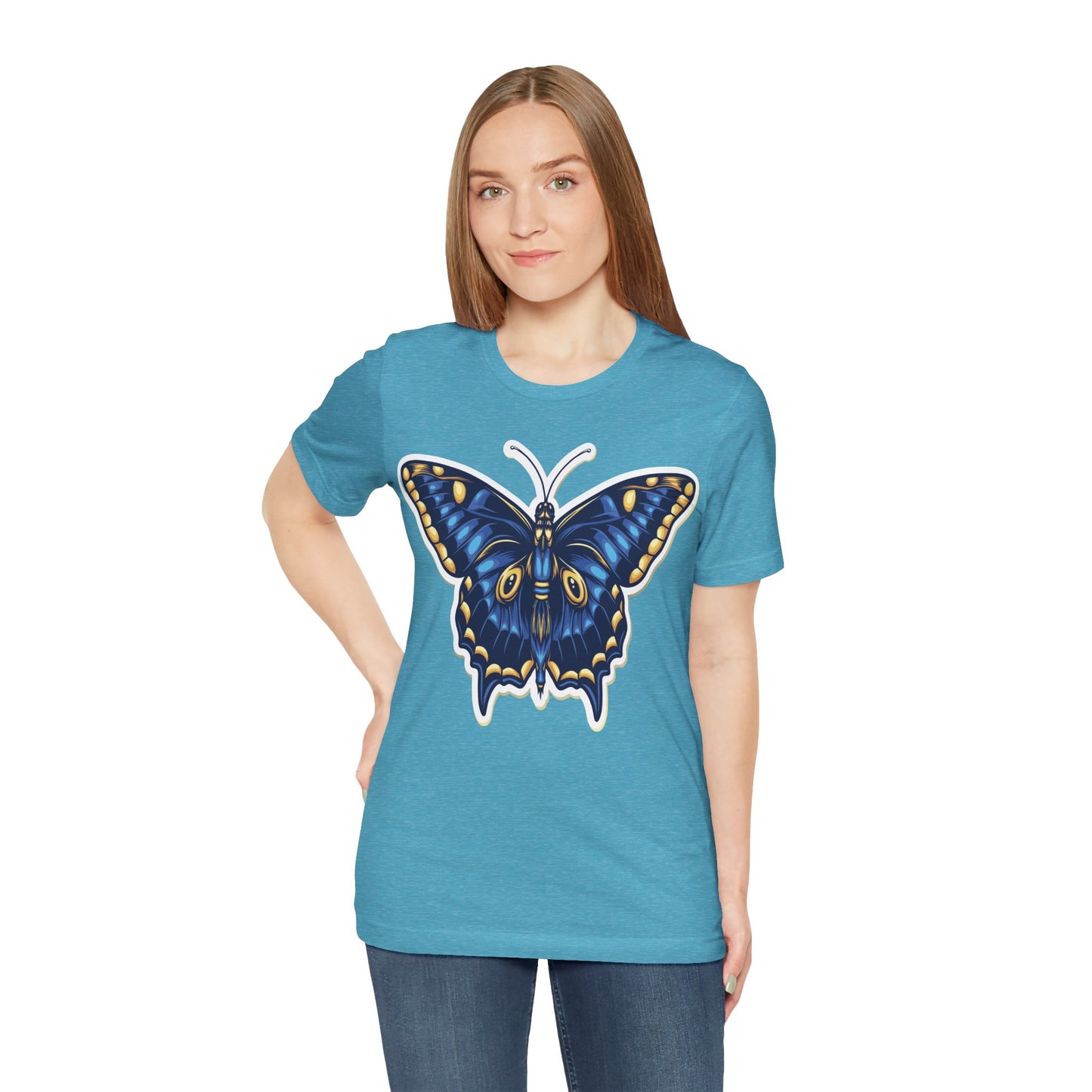 Cotton Tee Shirt with Butterfly Prints