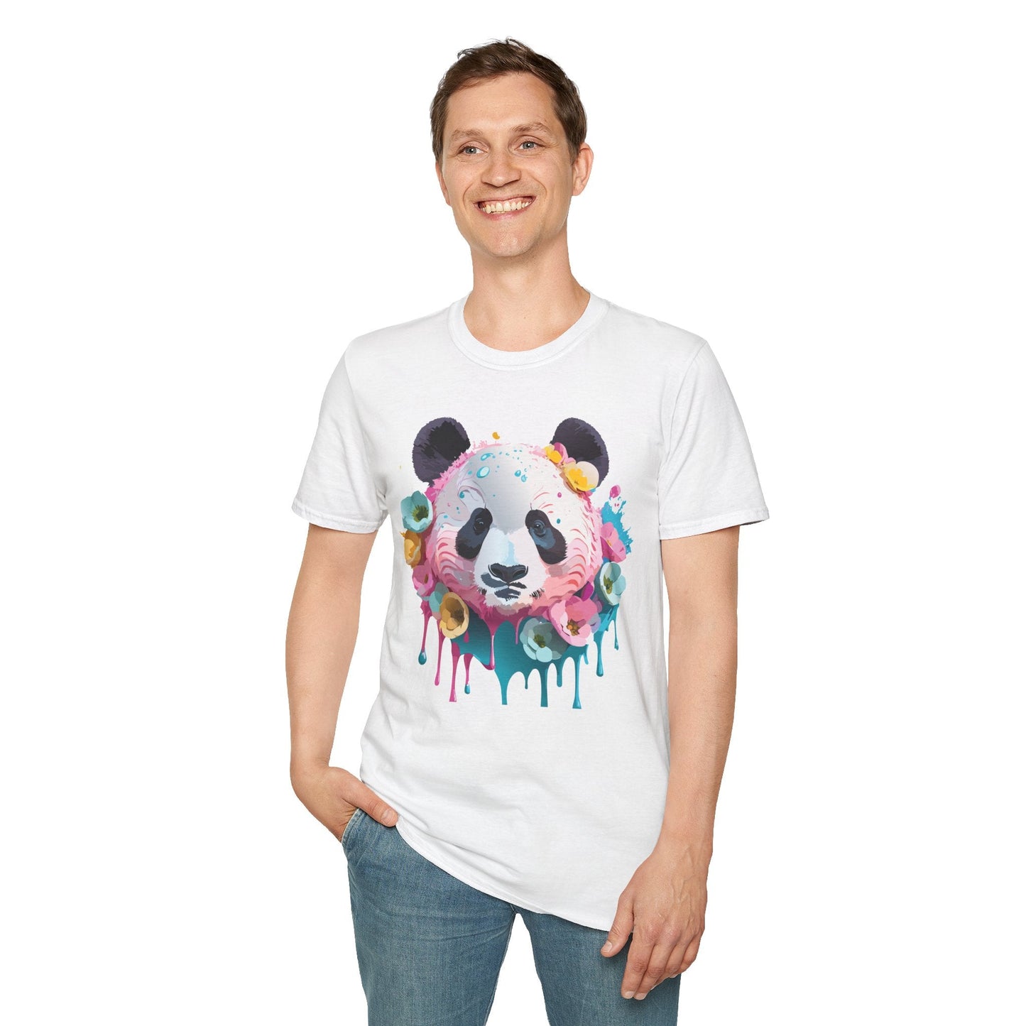 Panda Shirt Unisex T Shirt Graphic Tee Animal Print Gildan Softstyle 64000 100 Percent Cotton