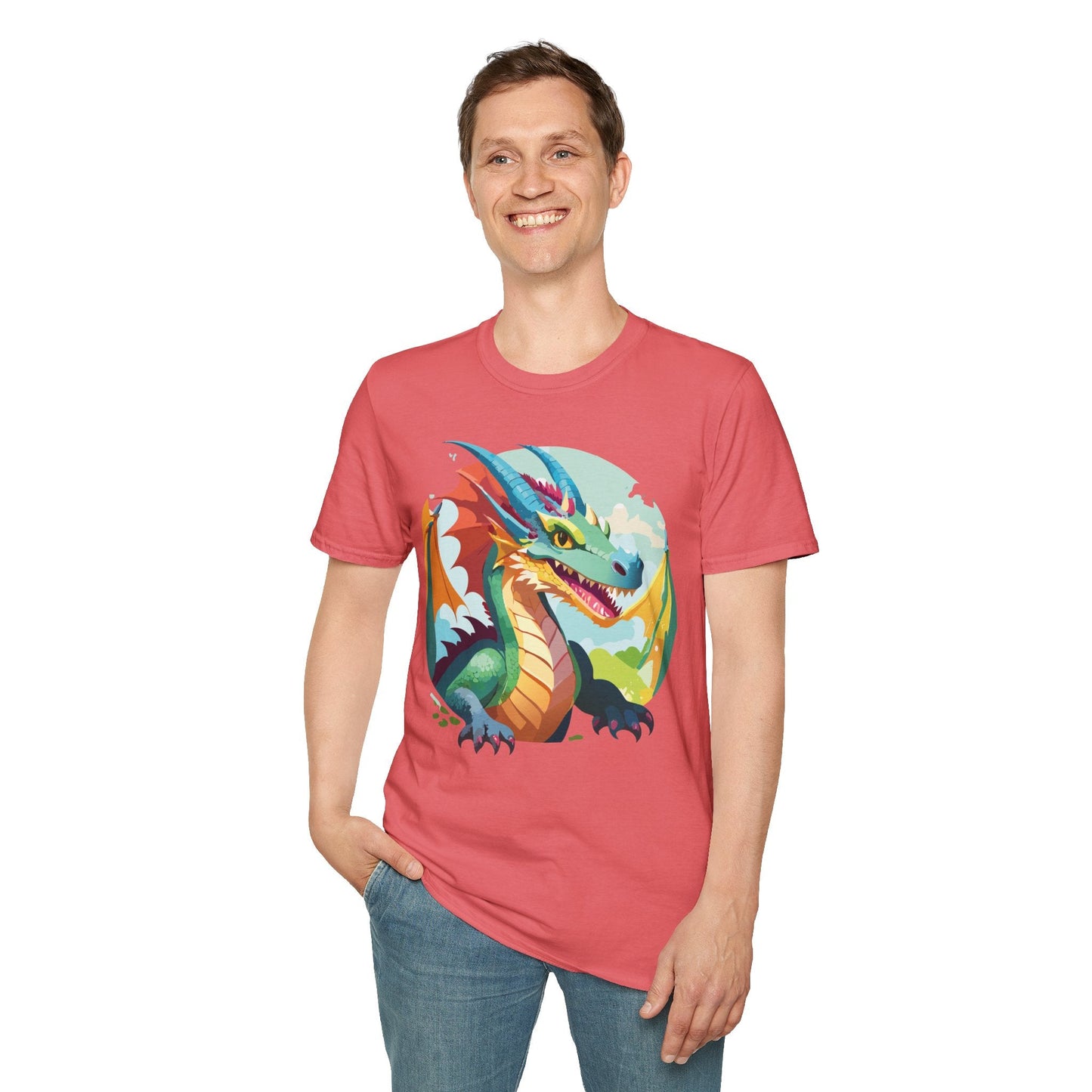 Unisex Dragon Graphic Tee By Gildan Softstyle 64000 Short Sleeve Cotton Tee Art Design