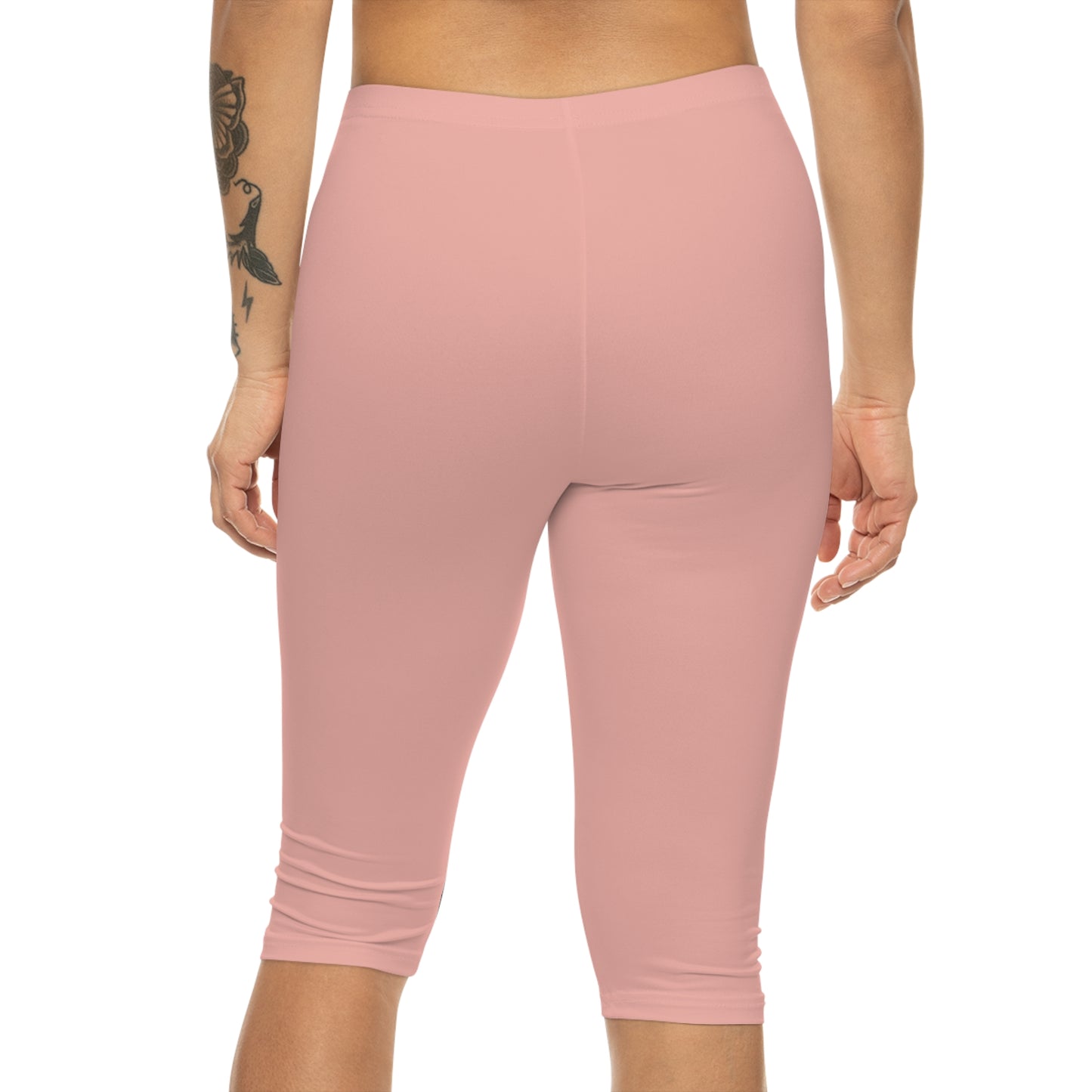 Powder Blush Color Women's Brushed Suede Poly Span Casual Capri Leggings XS-2XL