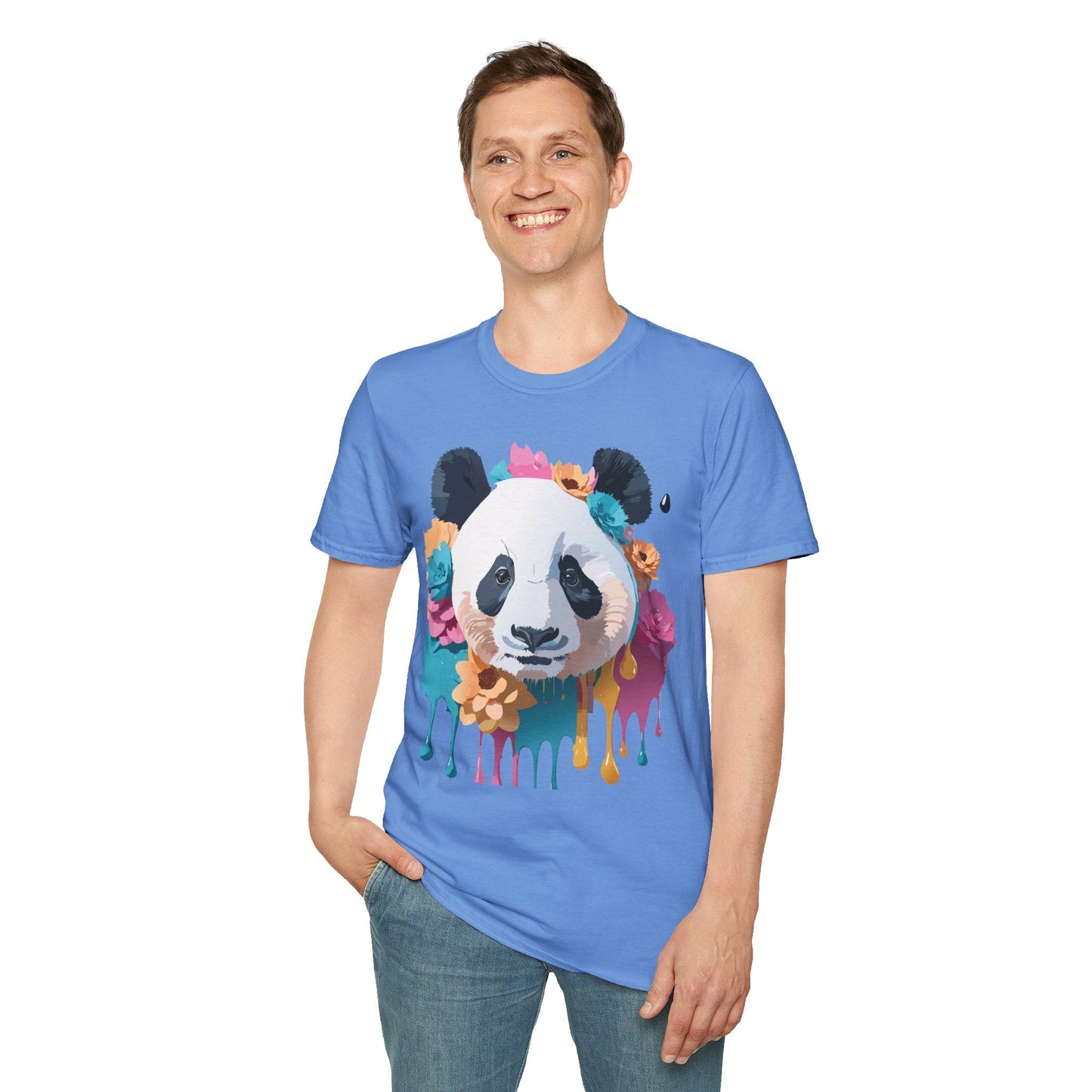 Unisex Panda Shirt Softstyle Cotton Tee For Everyday Wear With Cute Animal Print