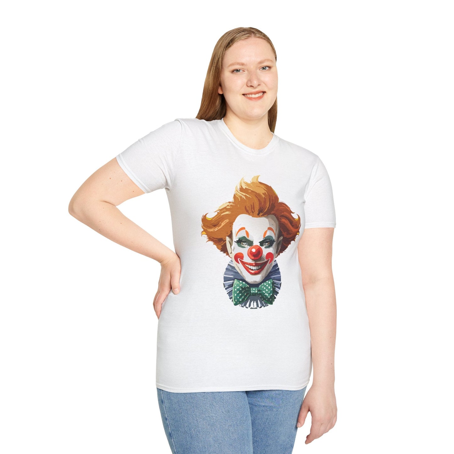 Clown Theme T Shirt Funny Man Circus Scary Man Unisex Gildan Softstyle Graphic Tee Everyday Wear