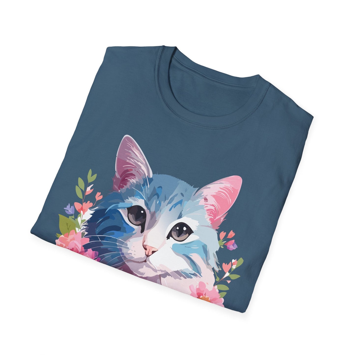 Cat Shirt Unisex Cat Tee Kitten Print Gildan Softstyle 64000