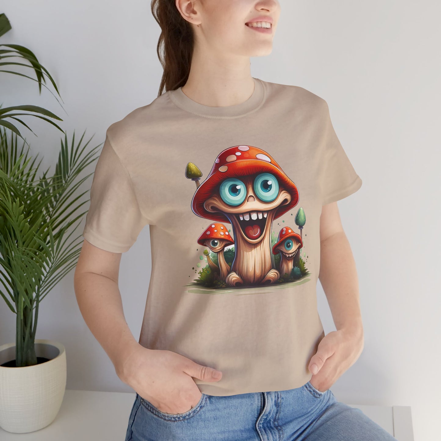 Cute Mushroom Graphic Tee, Fun Cartoon Shirt, Funny Mushroom Shirt, Cute Cartoon Tees, Graphic T-Shirt, Art Design T-Shirt