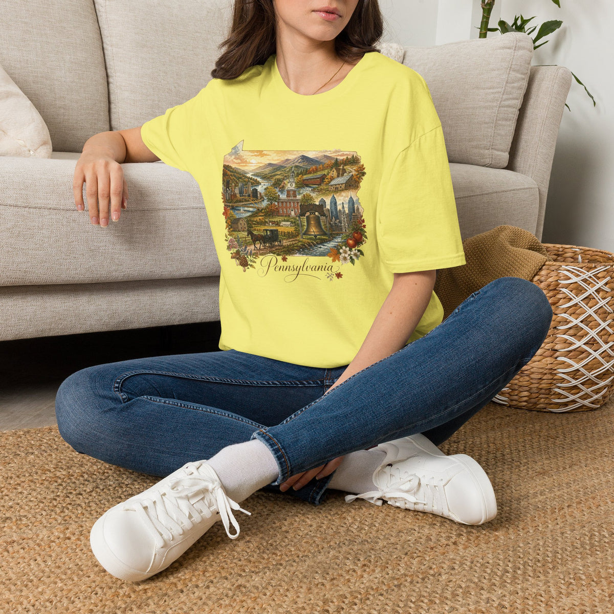 Pennsylvania State Travel Tourist Graphic Design Unisex 100 Cotton Gildan T-Shirt