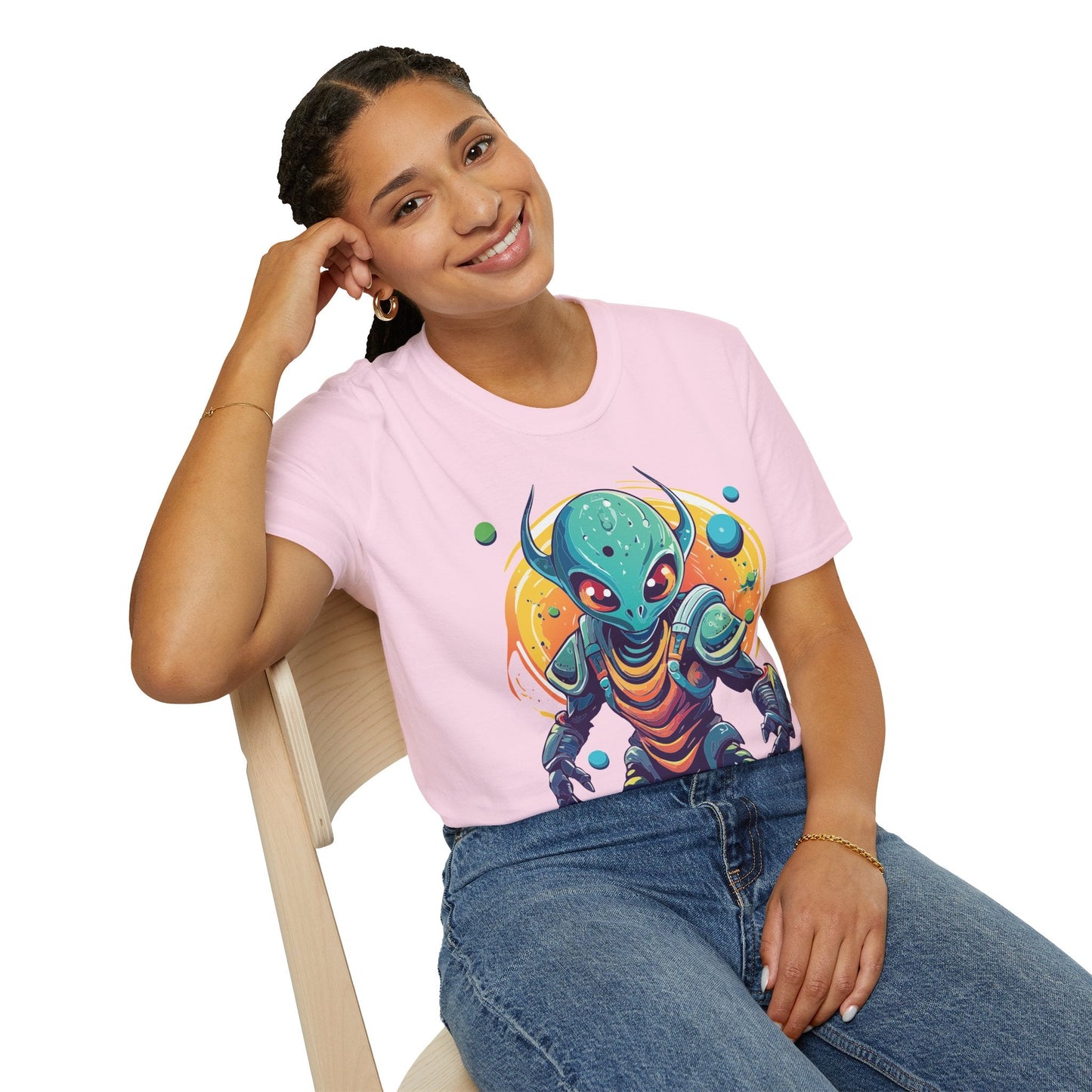 Alien Graphic Unisex Cotton Softstyle UFO Artwork Tee 13