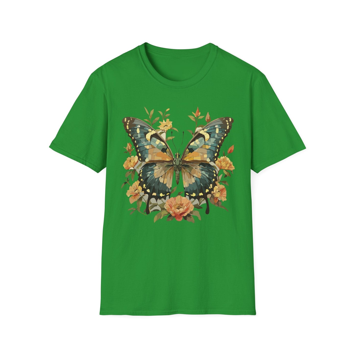 Butterfly Print T Shirt Unisex Monarch Shirt Gildan Softstyle 64000 Ring Spun Cotton