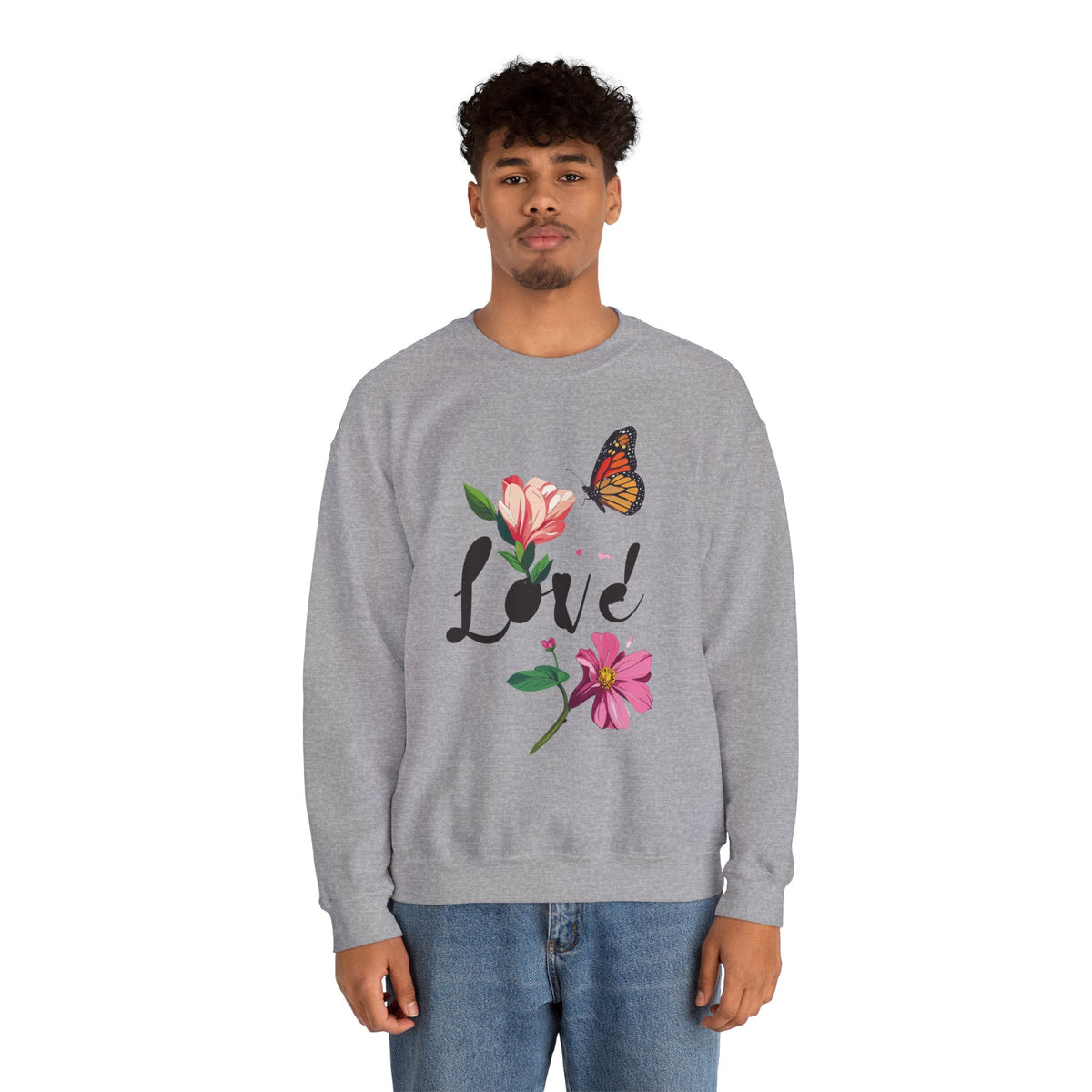 Floral Love Sweatshirt, Floral Butterfly Sweatshirt, Love Sweatshirt, Valentine's Day Sweatshirt, Floral Sweatshirt 120