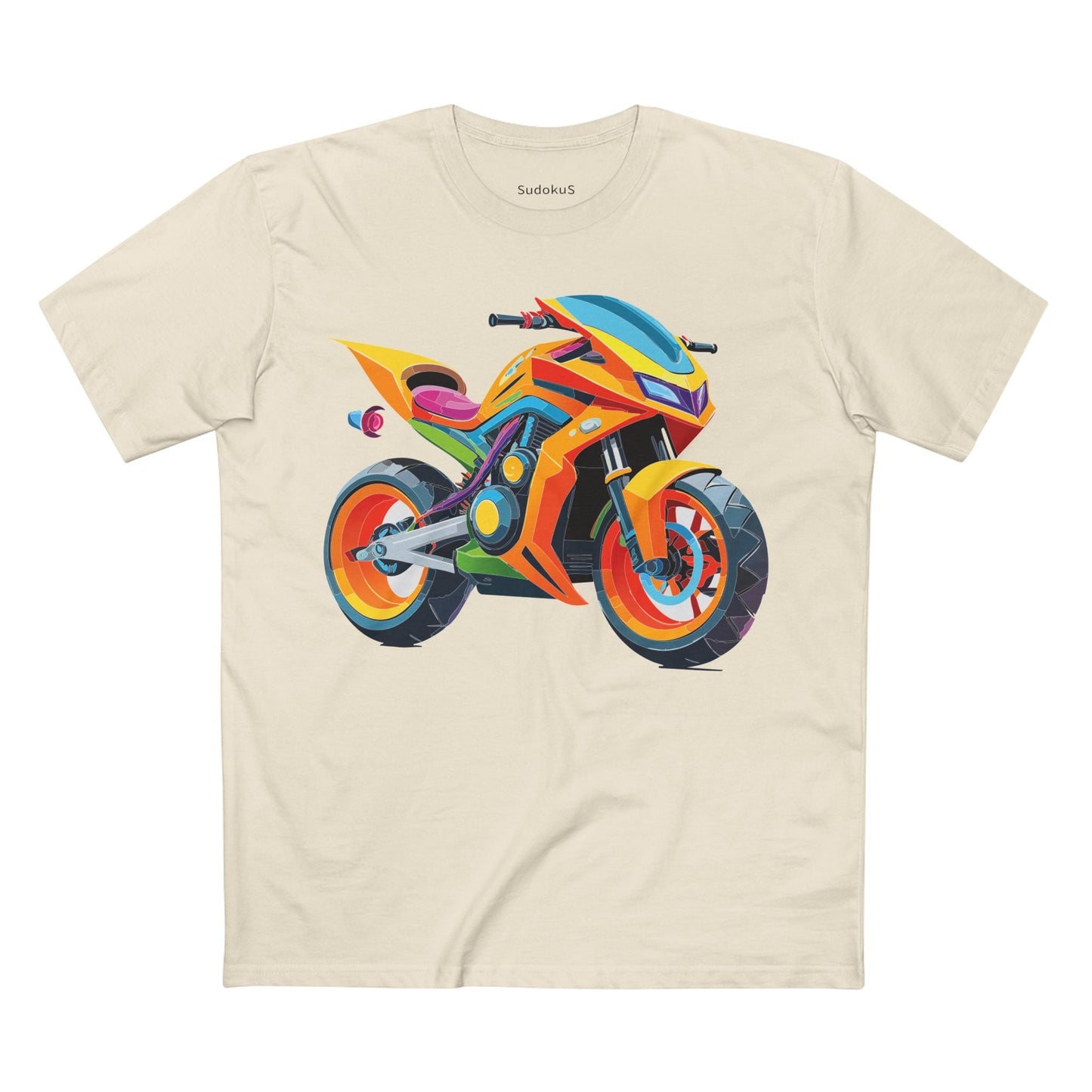 Moto Bike Graphic Unisex 100 Cotton Staple Tee 3