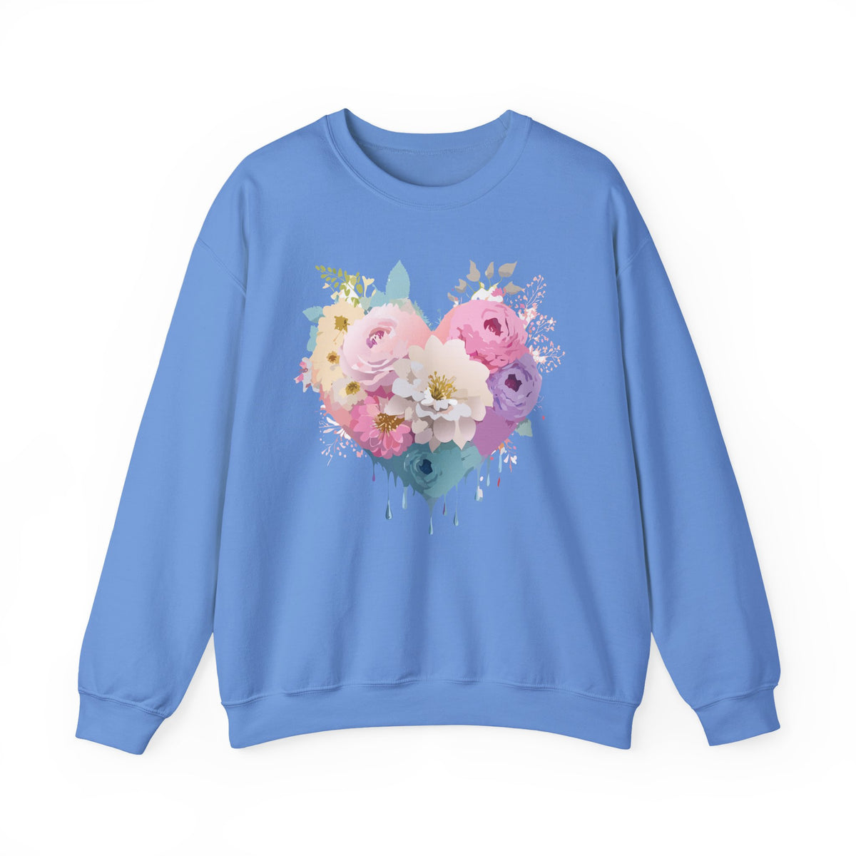 Floral Heart Love Graphic Valentine's Day Sweatshirt Unisex 50/50 Cotton-Poly Sweatshirt w25