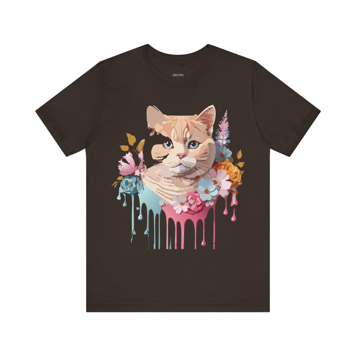 Cat Graphic Unisex Cotton Bella+Canvas Tee with Art Animal Design e101