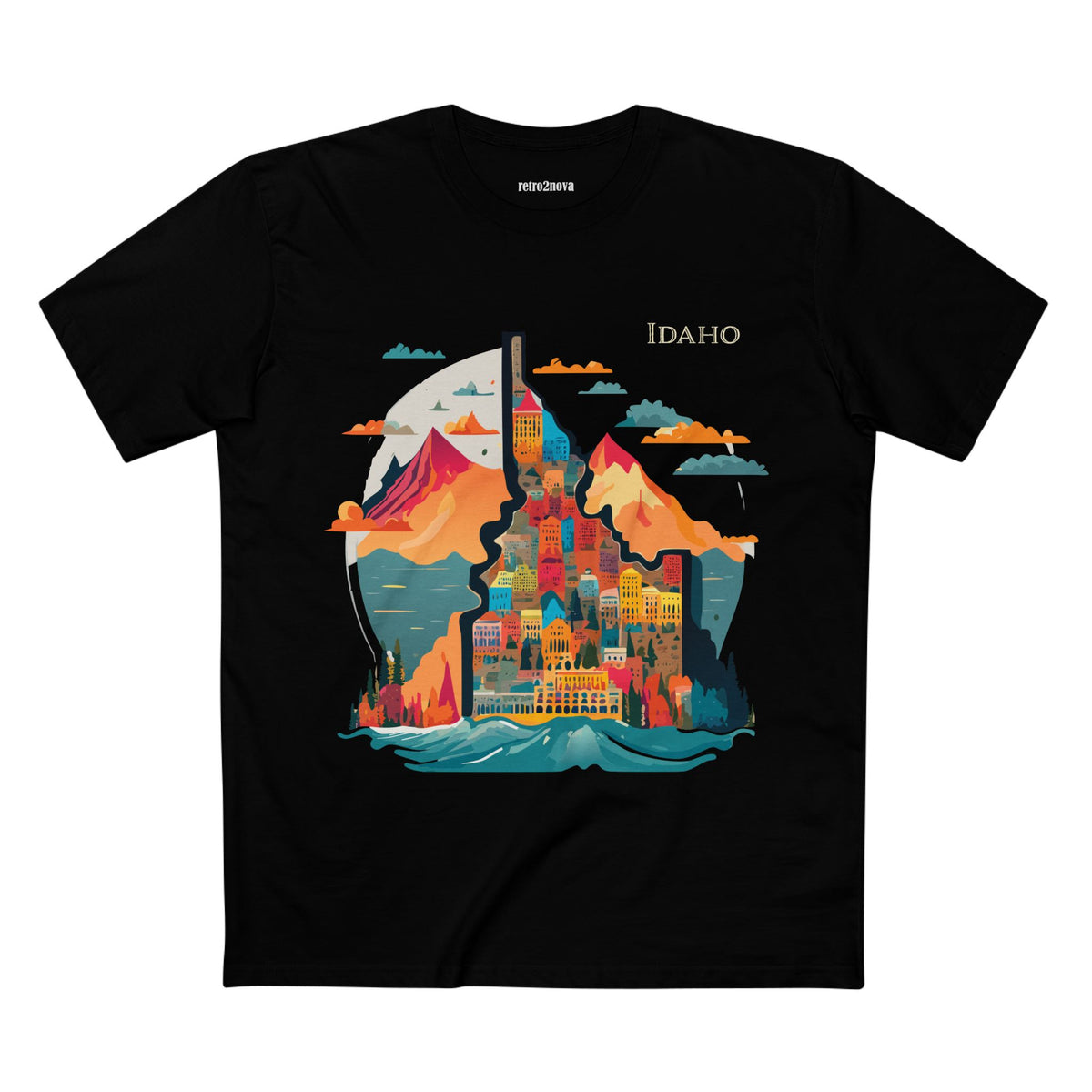 Idaho Mountain Cityscape T-Shirt | State Travel Graphic Tee