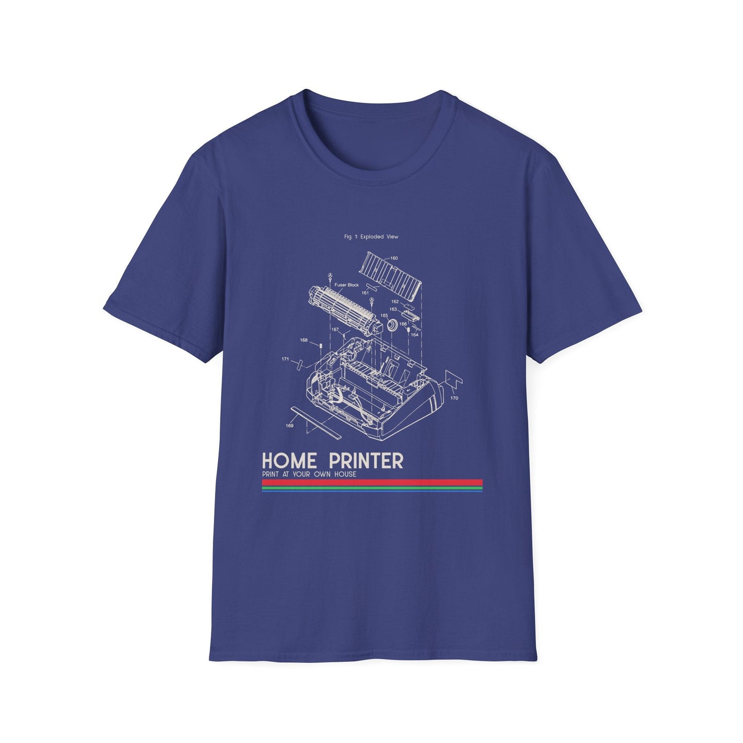 Unisex Cotton T-Shirt Vintage Home Printer Blueprint Tee Home Printer Works 4 Microdots Slogan