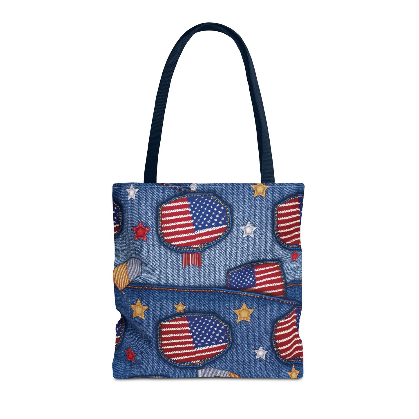 4th of July DENIM PRINT CANVAS BAG HIGH-QUALITY 100% SPUN POLY 3 SIZE BAG-200-12