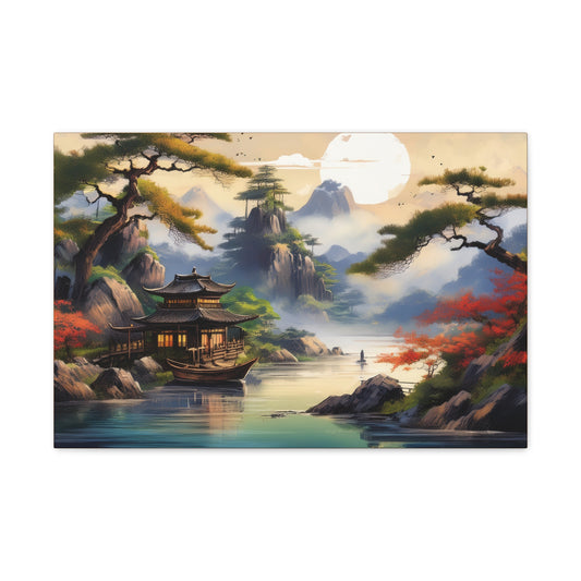 Japanese Painting Print Canvas 24x16, 30x20, 36x24, 48x32, 60x40, Bright Latex Inks Pine-Wood Inner Frame JPN-11