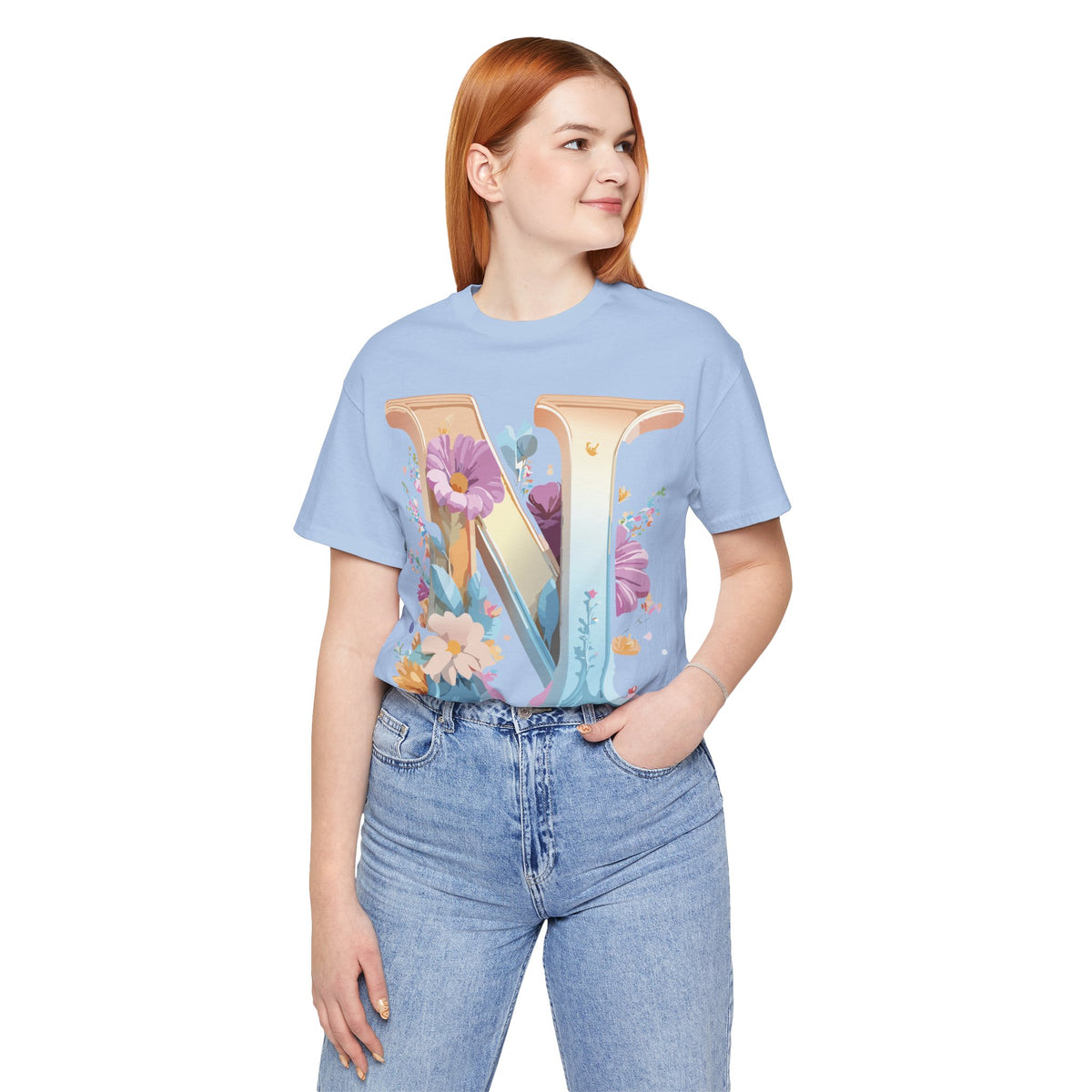 Letter N Graphic Unisex Cotton Bella+Canvas Tee with Art Letter Design