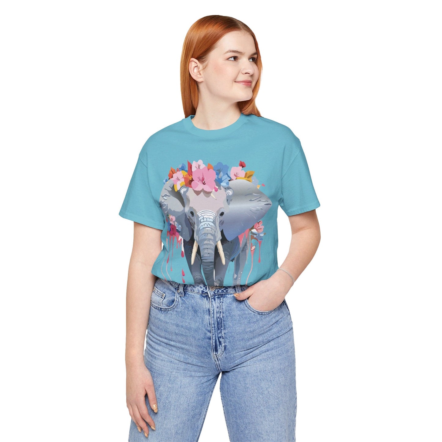 Elephant Graphic Tee Unisex Short Sleeve Jersey With Vintage Inspired Adelpha Artwork