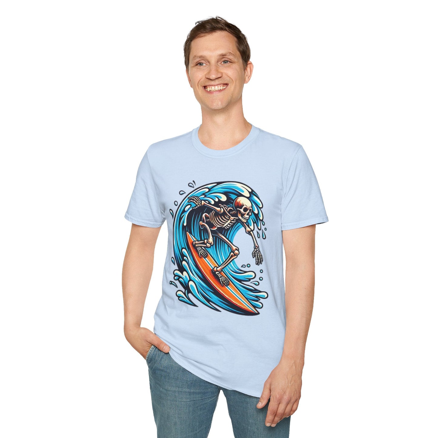 Skull Tee Shirt With Skeleton Art Design Unisex Gildan Softstyle 64000 Ring Spun Cotton Tee