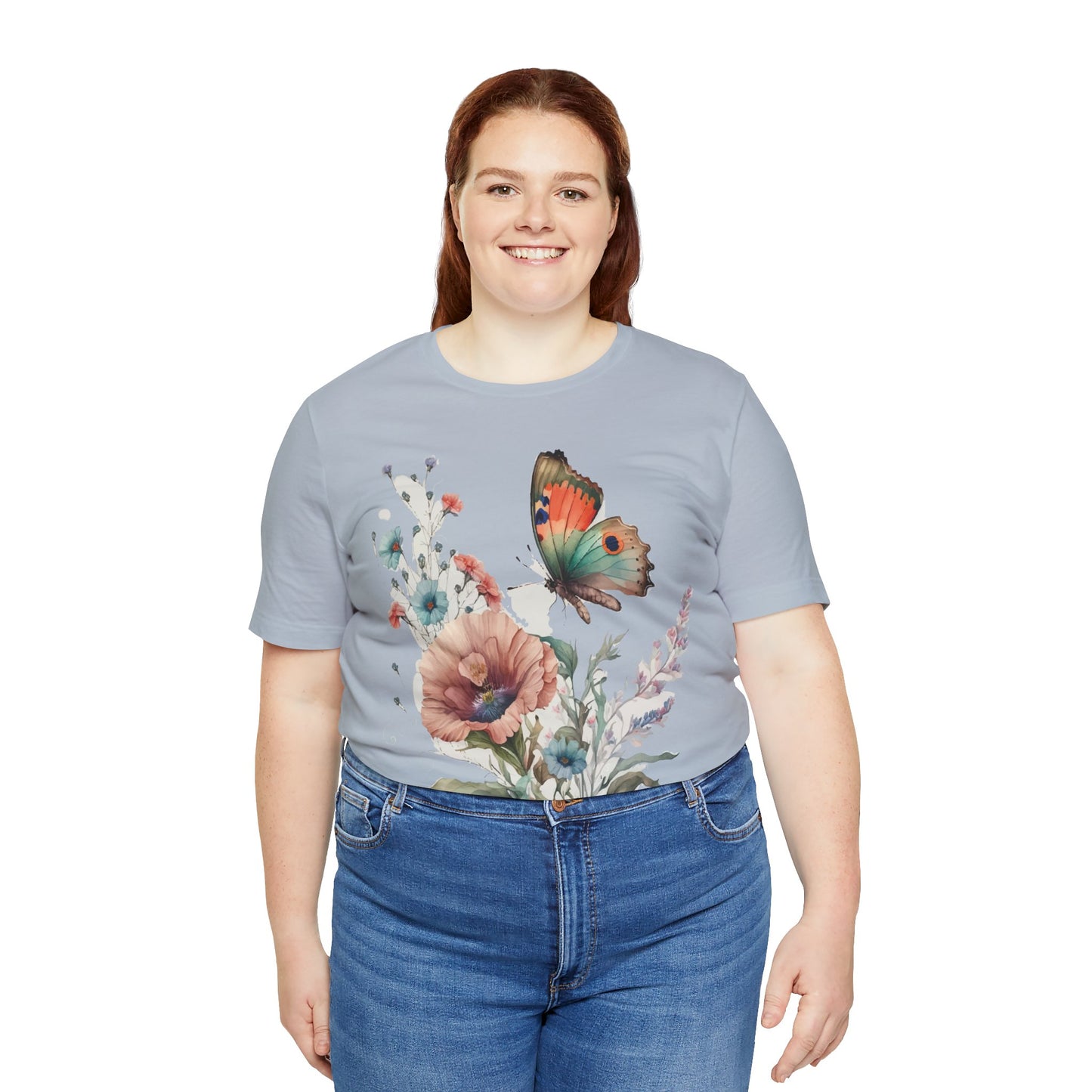 Cotton Tee Shirt with Butterfly Prints