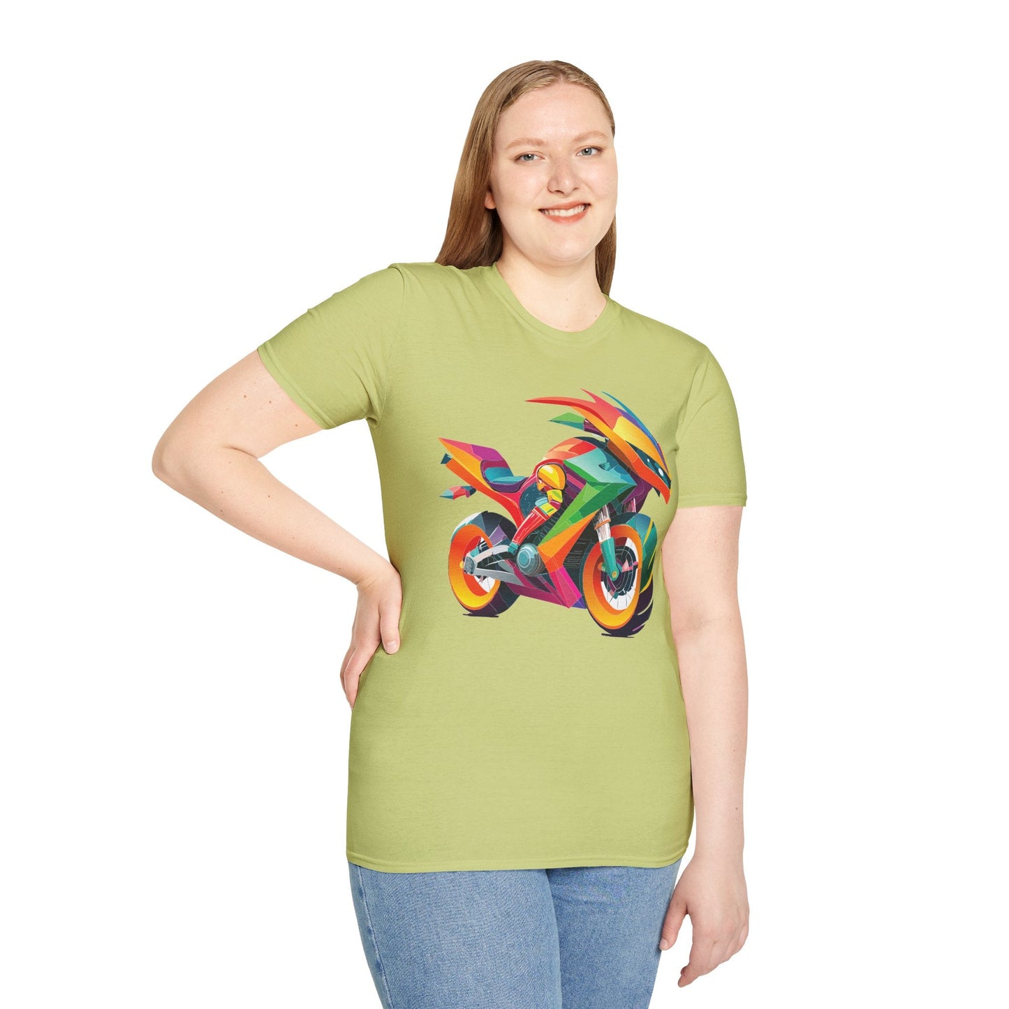 Unisex Bike T Shirt With Motorcycle Artwork Premium Cotton MTB Tee Softstyle 64000