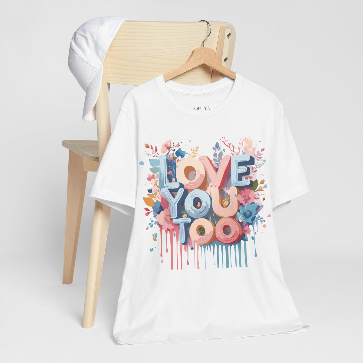 Valentine's Day Graphic Unisex Cotton Bella+Canvas Tee with Floral Art Design d97