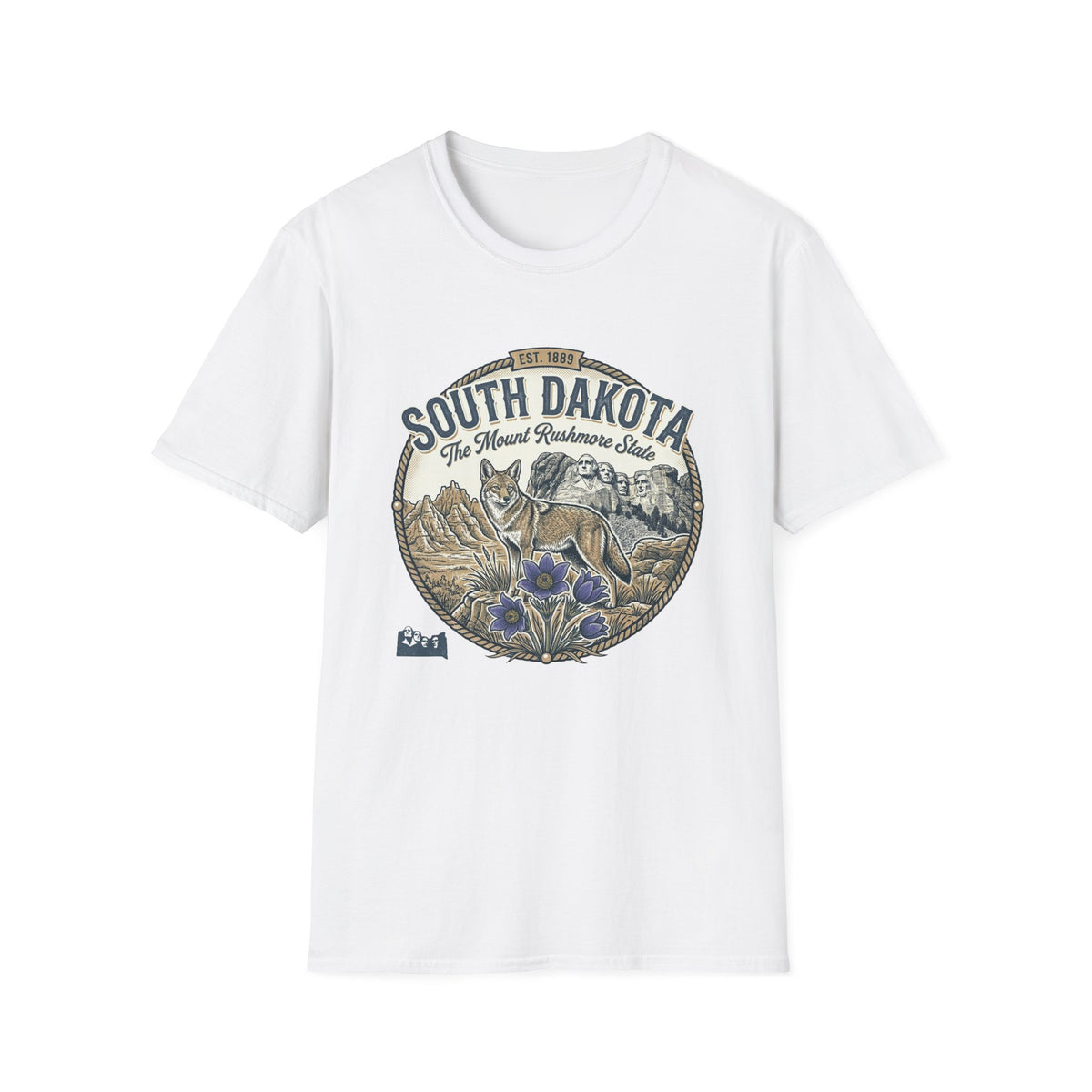 South Dakota Wildlife Tee – State Prairie Flowers Travel Tourist Graphic Tee Unisex 100 Cotton Gildan T-Shirt
