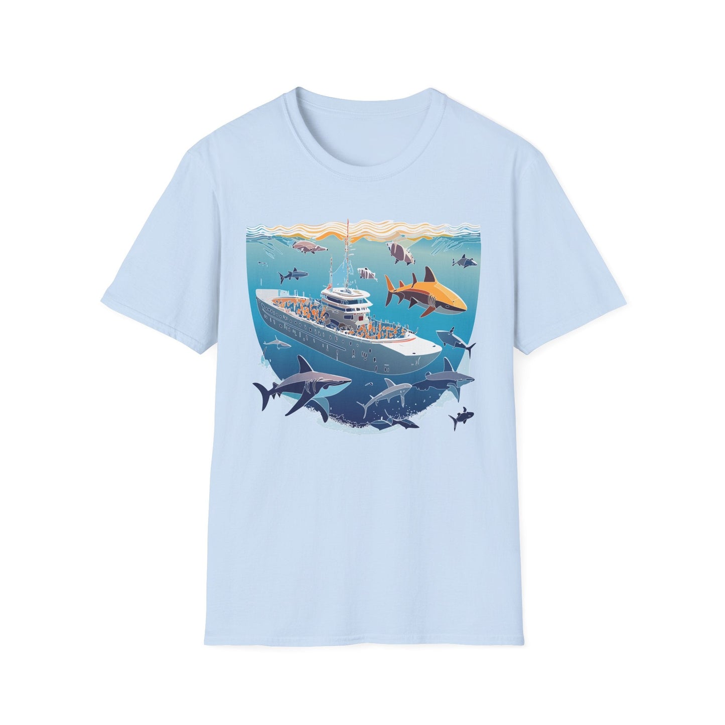 Ocean Tee Shirt Unisex Softstyle Short Sleeve With Ocean Art Design 100 Percent Ring Spun Cotton