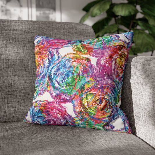 Faux Suede Pillowcase with Abstract print