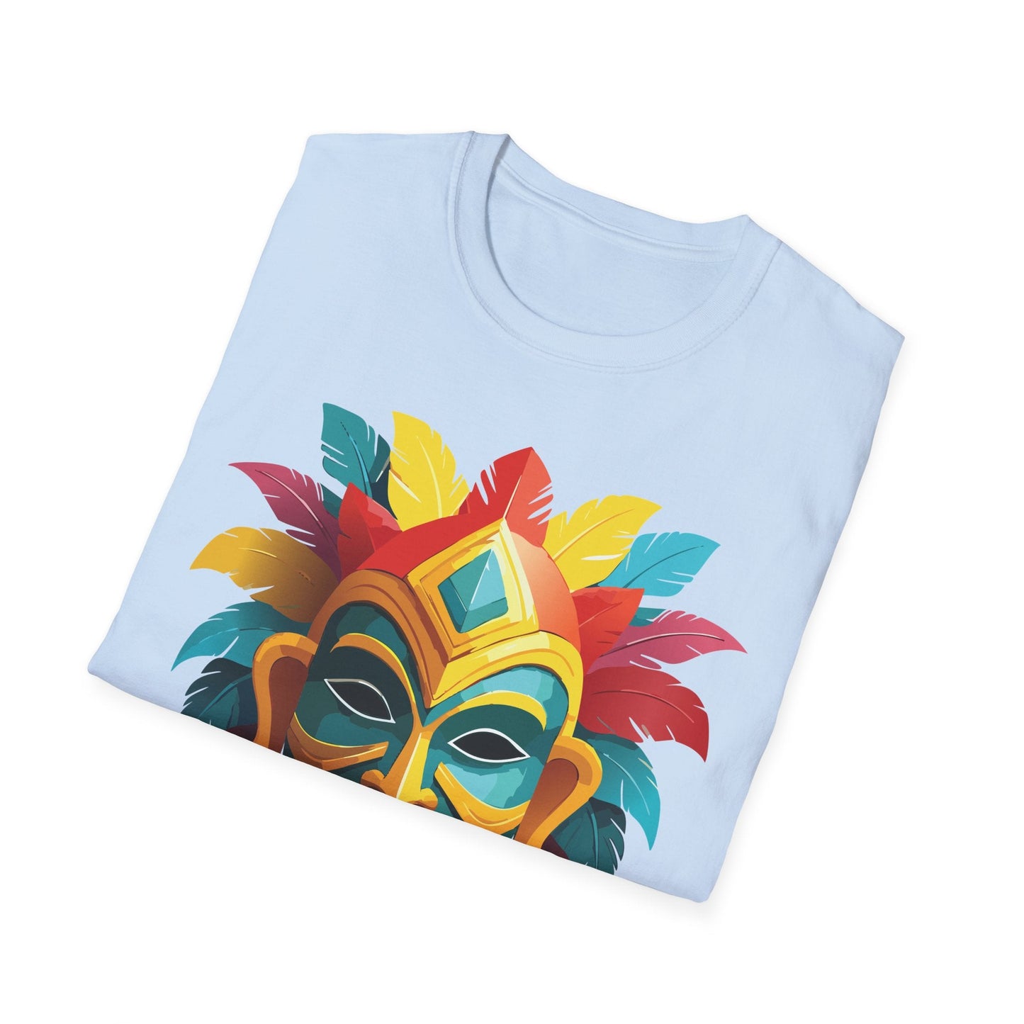 Unisex Mask Tee Shirt Gildan Softstyle 64000 Cotton Masquerade Design For Everyday Wear