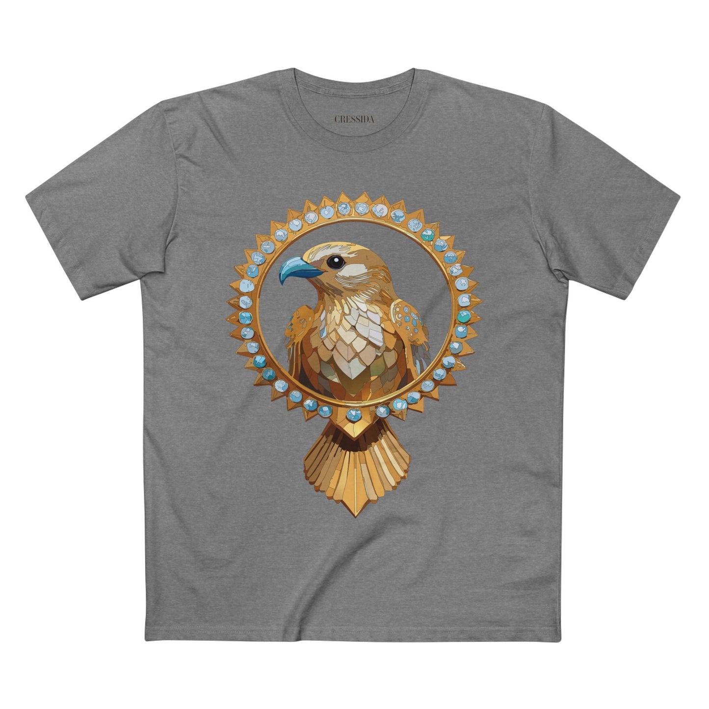 Bird Graphic Unisex 100 Cotton Tee With Unique Animal Golden Medallion Art Design 18