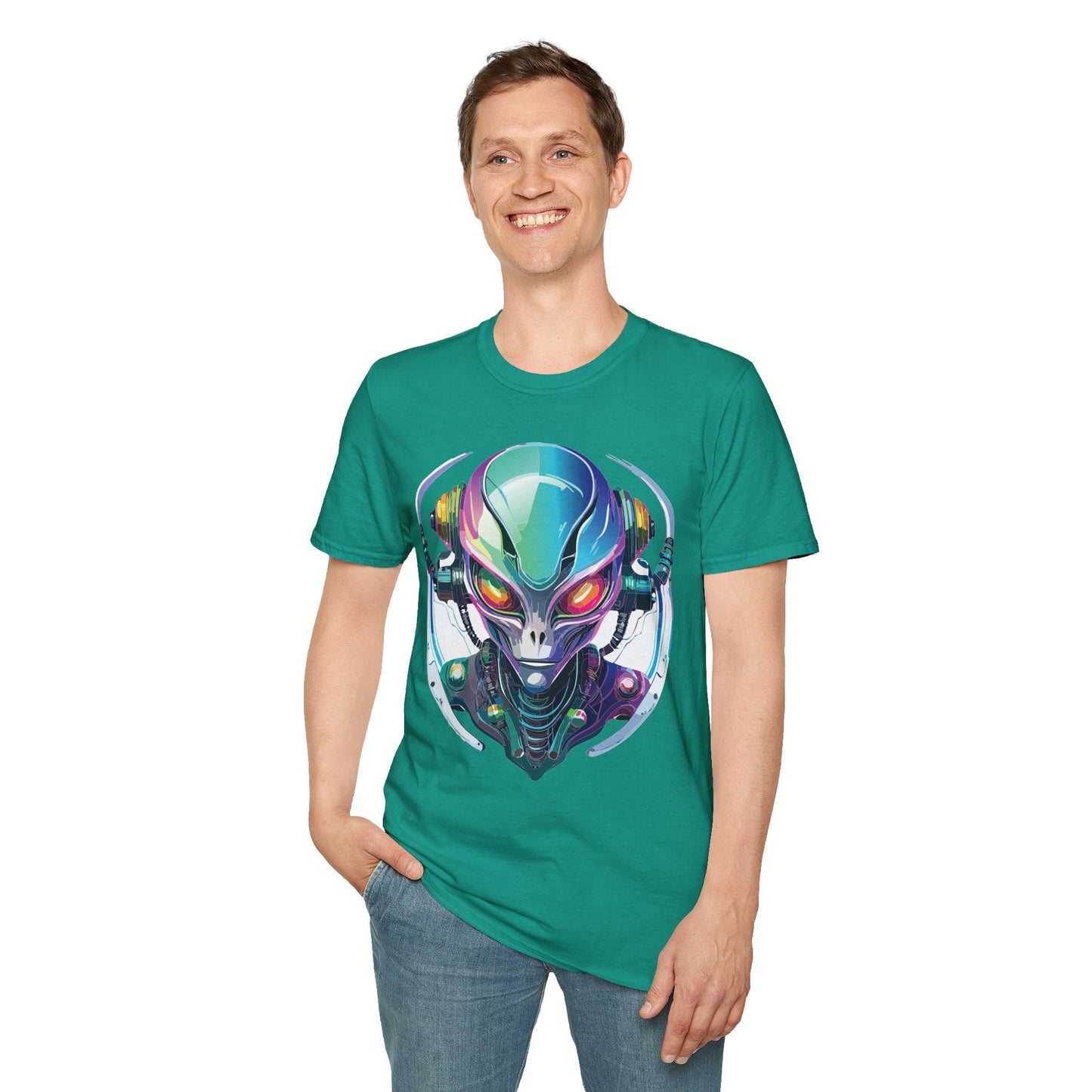 Alien Graphic Unisex Cotton Softstyle UFO Artwork Tee 3