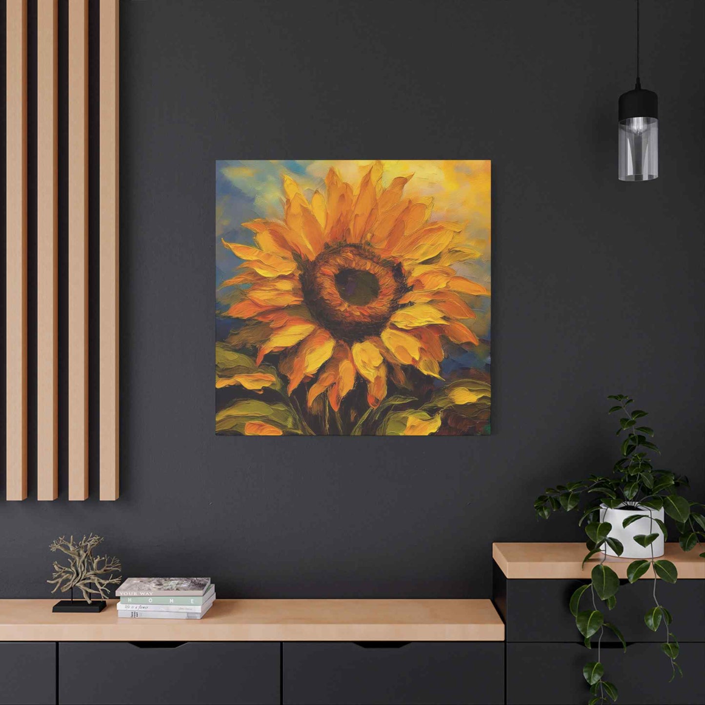 Sunflower Print Canvas, Flower Oil Paint Print 20x20, 24x24, 30x30, 32x32, 36x36, Floral Art Design Print Non-Frame MC-26