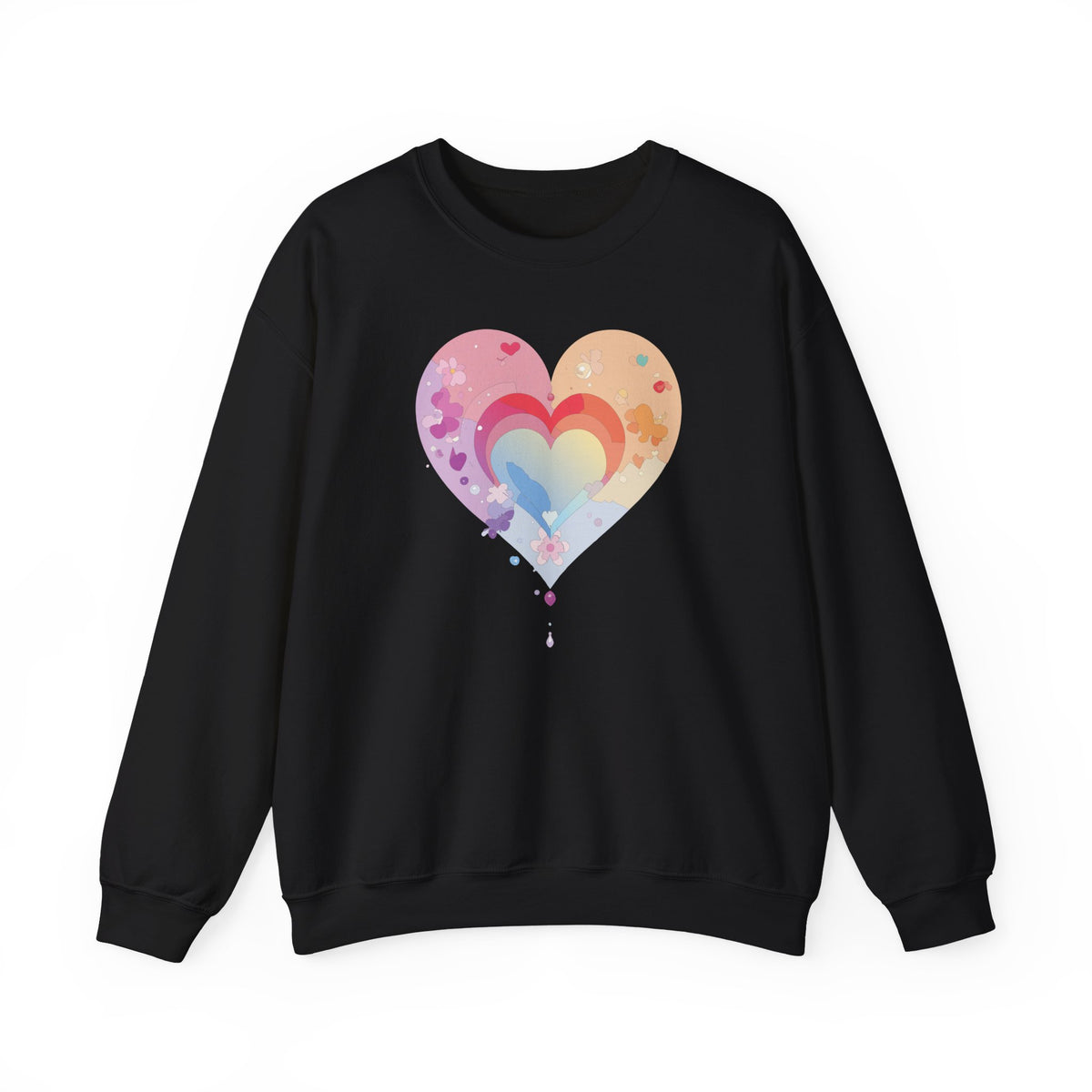 Rainbow Heart Sweatshirt, Floral Heart Sweatshirt, Floral Love Sweatshirt, Valentine's Day Sweatshirt, Rainbow Heart Floral Sweatshirt 114