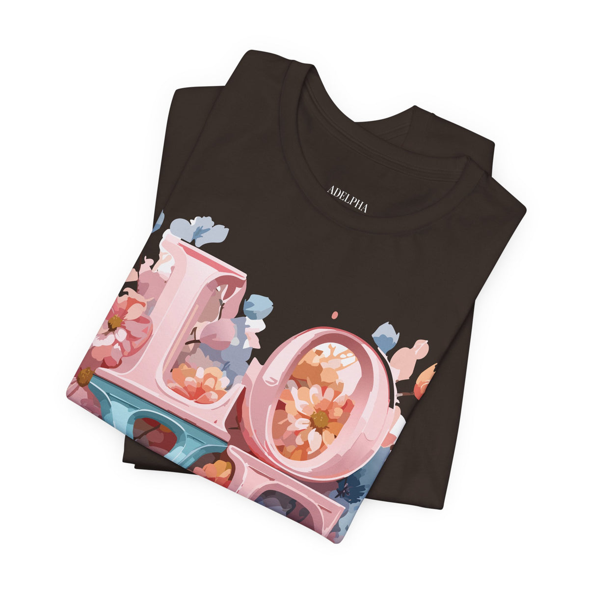 Valentine's Day Graphic Unisex Cotton Bella+Canvas Tee with Floral Art Design d117