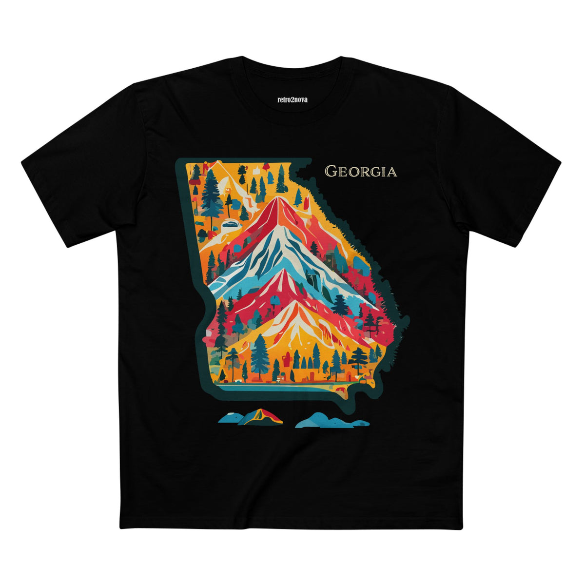 Georgia mountain state map T-Shirt | colorful retro landscape tee