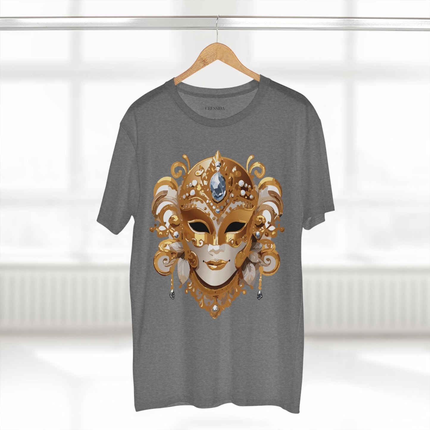 Carnival Mask Graphic T-Shirt Unisex 100 Cotton With Antique Gold Art Design Tee 23
