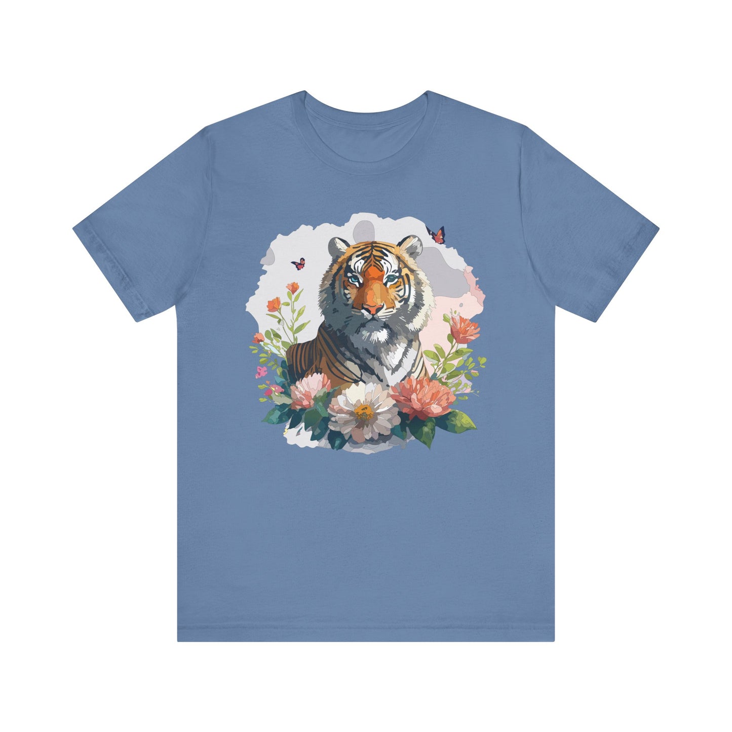 Floral Tiger Graphic Tee, Animal Shirt, Tiger Shirt, Flower Top, T-Shirt with Animal, Art Design