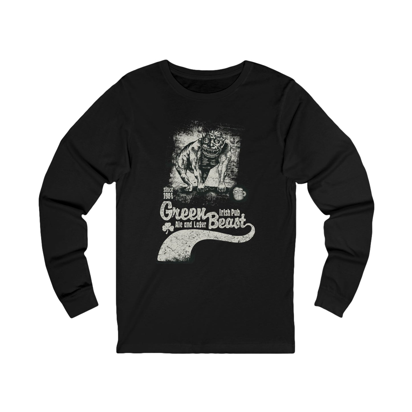 Creepy15 Unisex Green Beast Long Sleeve Tee, Green Beast Jersey Shirt, Pub Club T-Shirts with Long Sleeves, Pub Club Tees