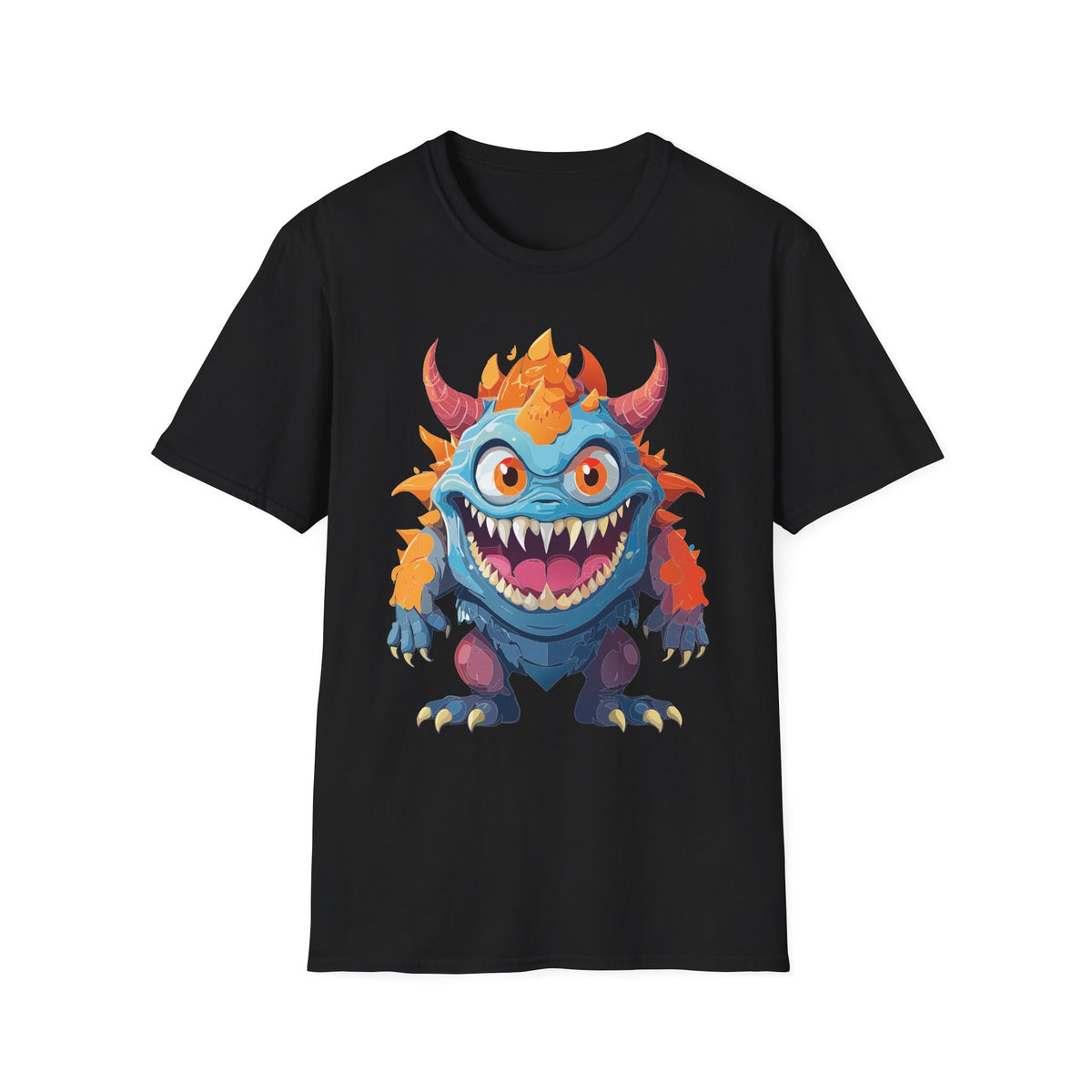 Cute Colorful Monster T-Shirt — Fun Cartoon Demon Cartoon Graphic Tee Unisex 100 Cotton Gildan T-Shirt