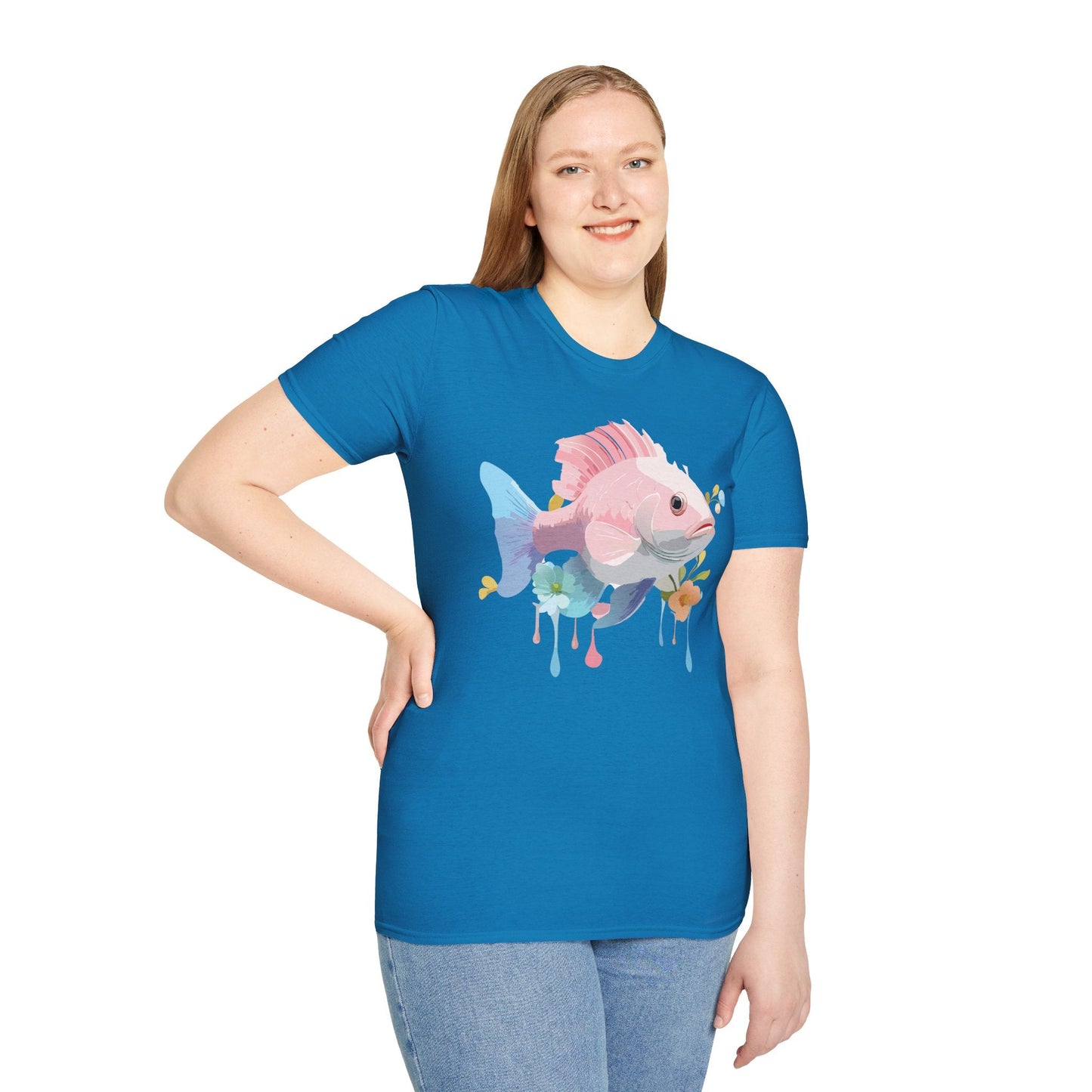 Fish Art Design Shirt Unisex Graphic Tee With Fish Illustration Gildan Softstyle 64000