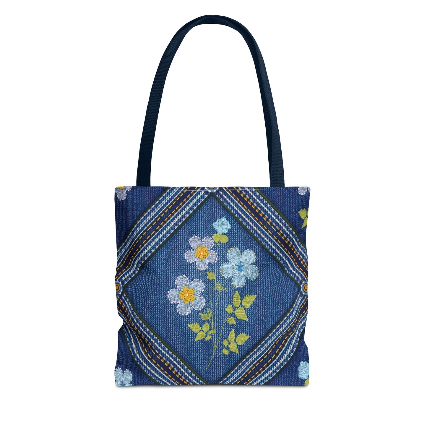 Denim Fabric Imitation Print Unisex Canvas Bag Poly Spun 3 Sizes Tote Bag 126