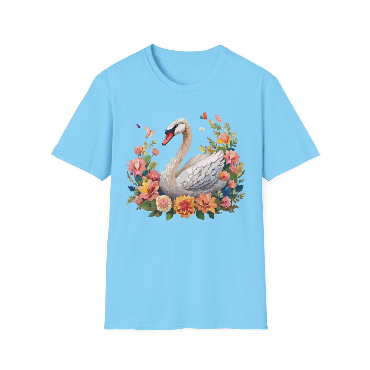 Floral Swan T-Shirt | Swan Illustration Tee, Floral Bird Shirt