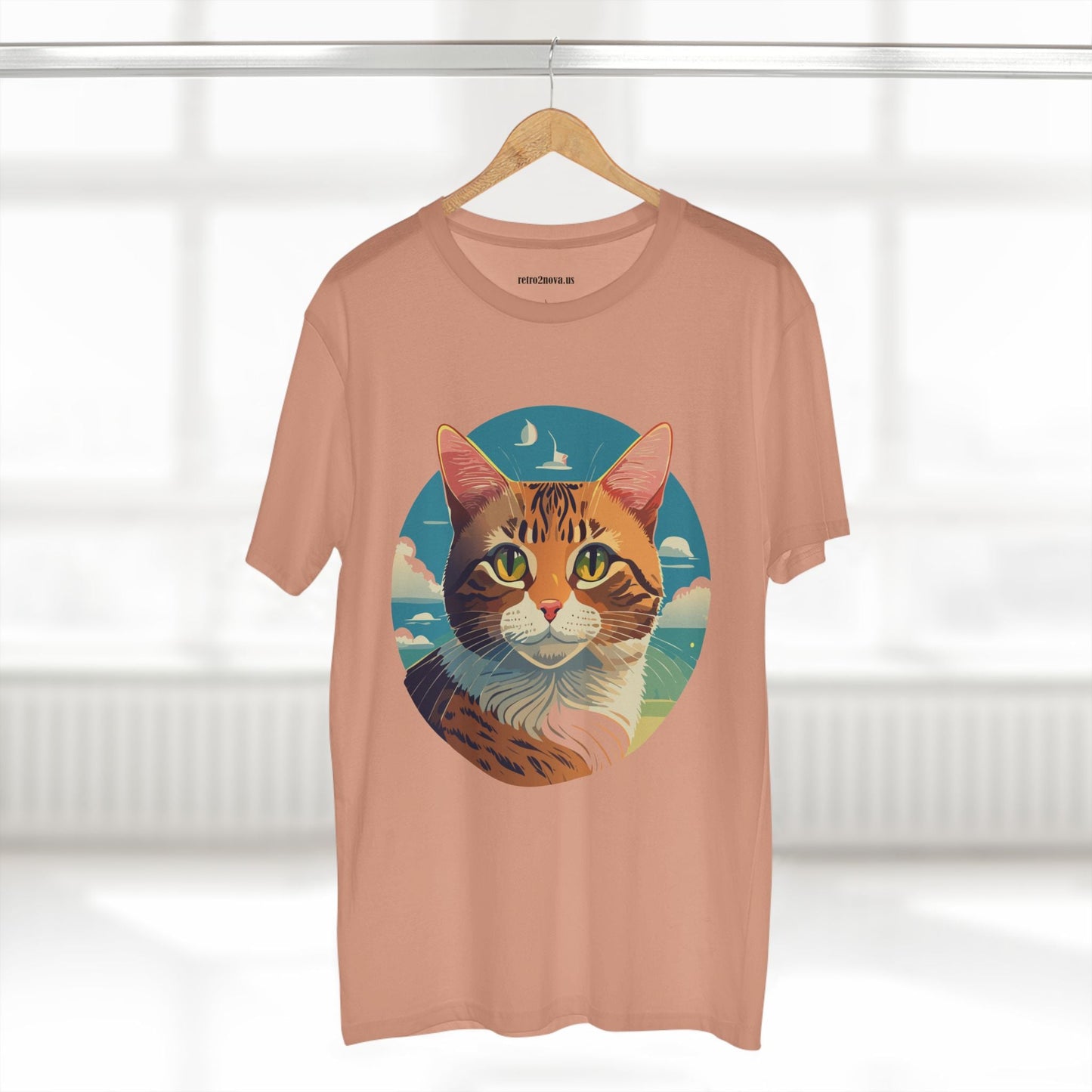Unisex Premium Cotton Staple Tee With Original Cat Art Design Featuring Retro2Nova Logo And Everyday Comfort