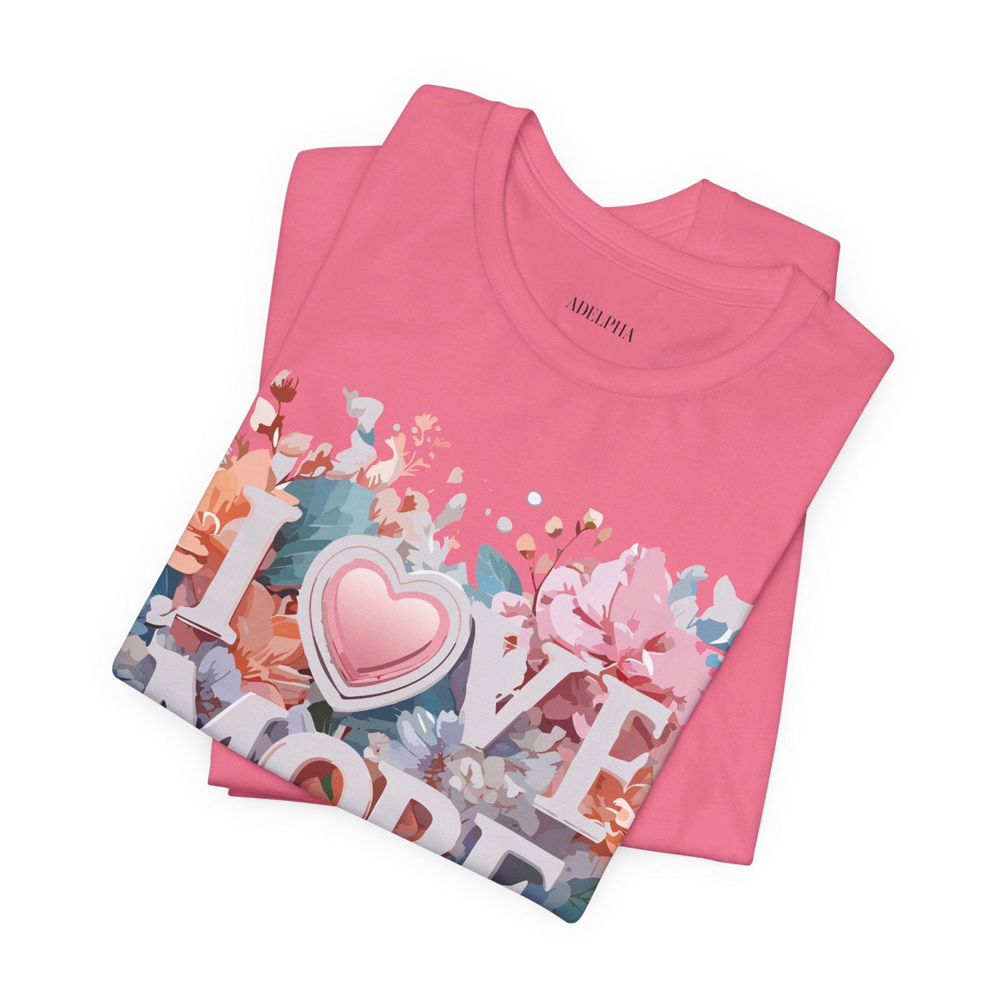 Valentine Day Graphic Unisex 100 Cotton Vintage Artwork with Love and Flower Design Tee 17