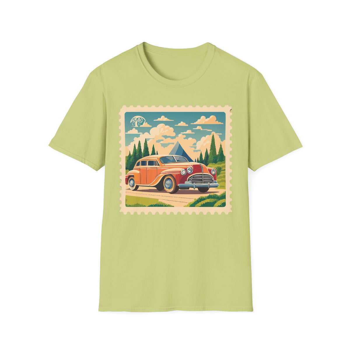 Vintage Road Trip Car T-Shirt | Retro Camper Scenic Stamp Graphic Tee Unisex 100 Cotton Gildan T-Shirt