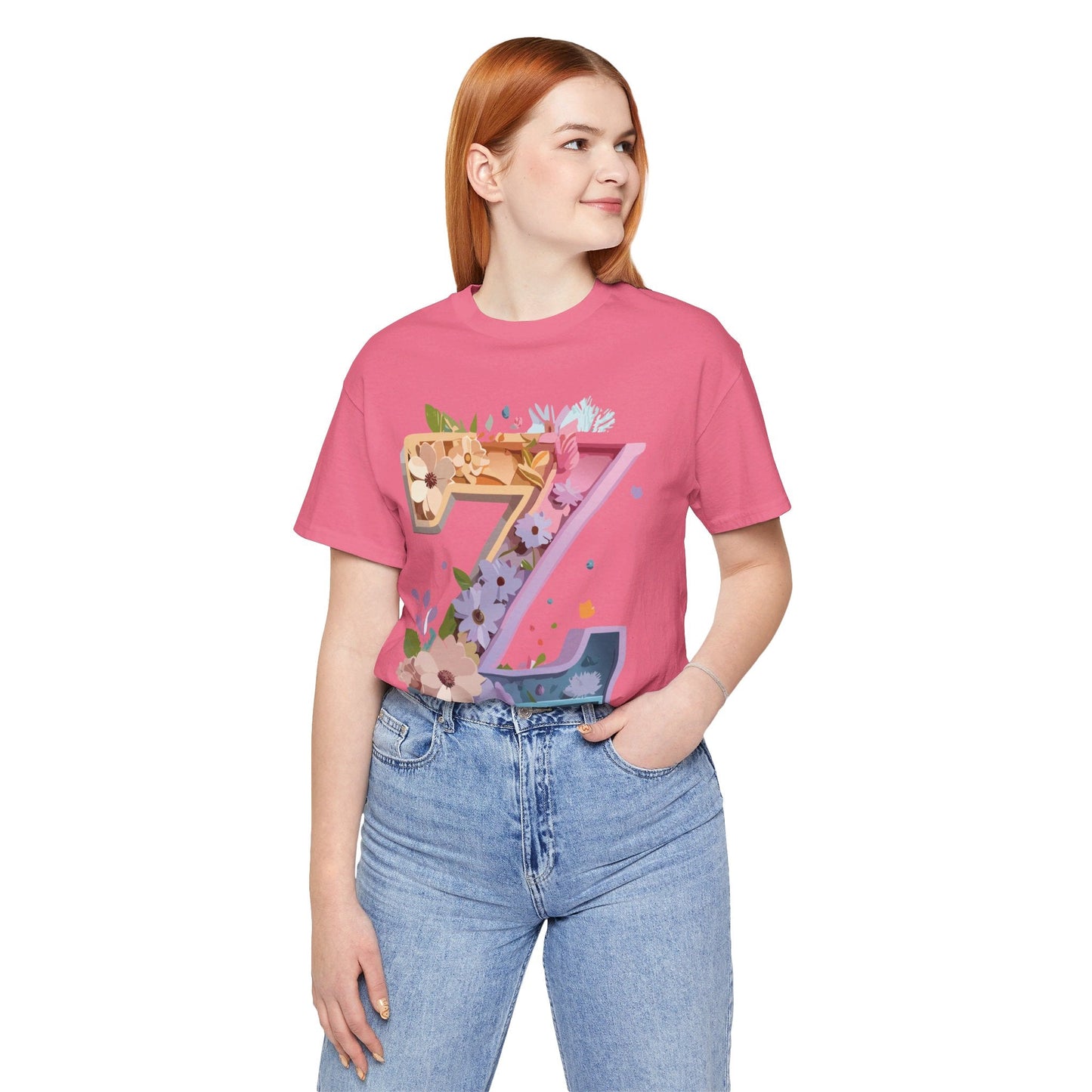 Letter Z Shirt Unisex Graphic Tee By Adelpha Vintage Inspired Jersey Short Sleeve