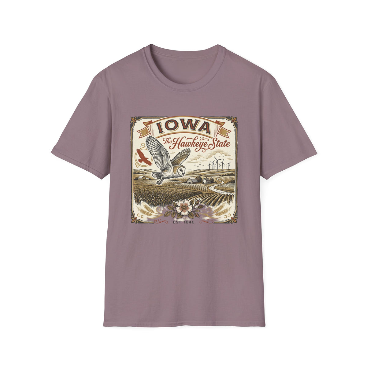 Iowa Hawkeye State Vintage Travel Tourist Graphic Design Unisex 100 Cotton Gildan T-Shirt