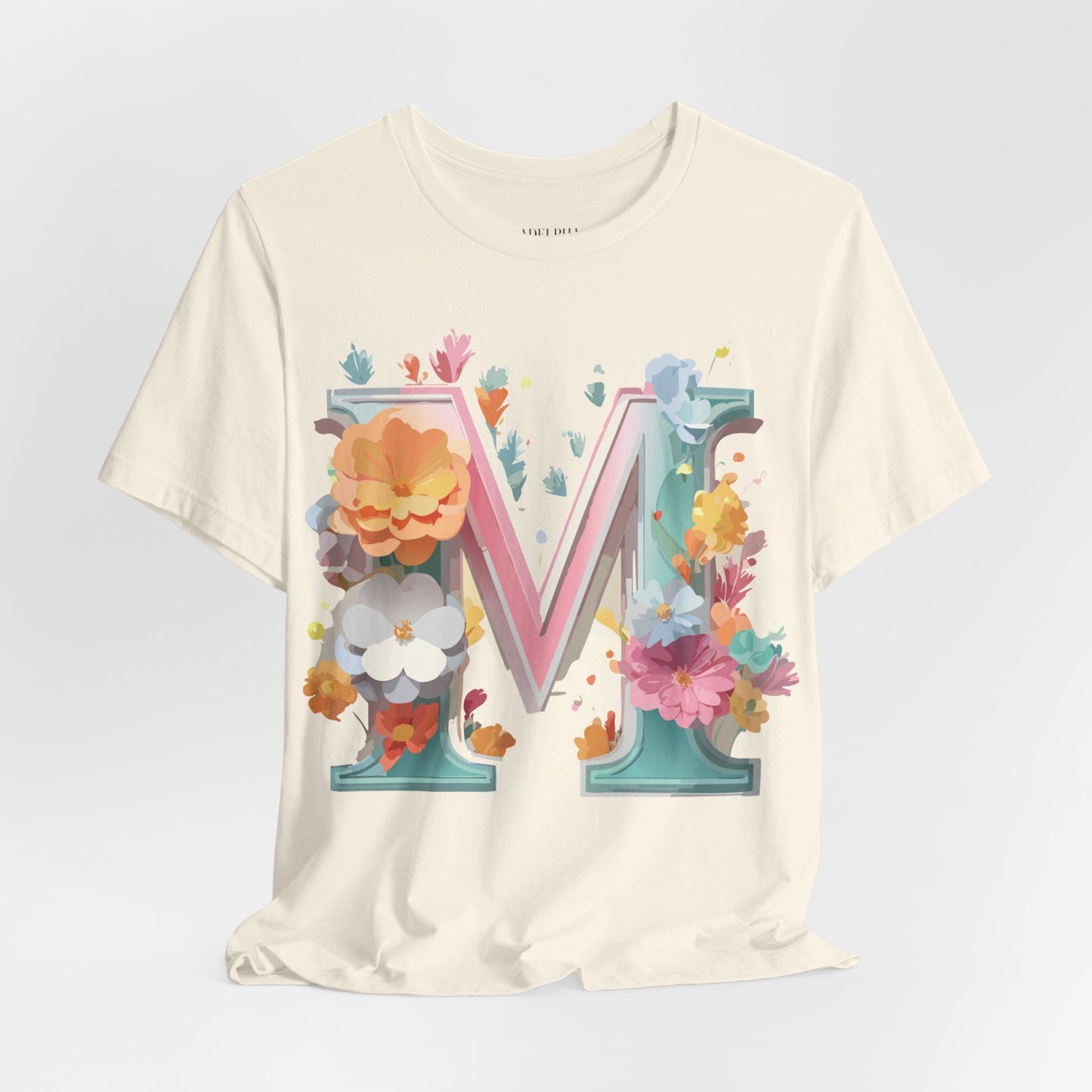 Letter M Graphic Tee Unisex Short Sleeve Shirt By Adelpha Vintage Artwork Design